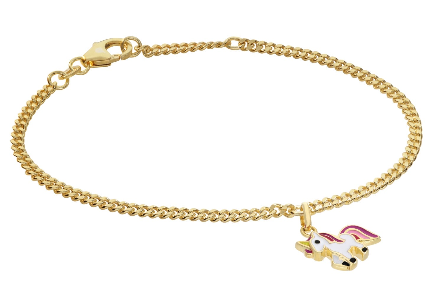 trendor 21624 Mädchen-Armband mit Einhorn-Anhänger 925 Silber Vergoldet