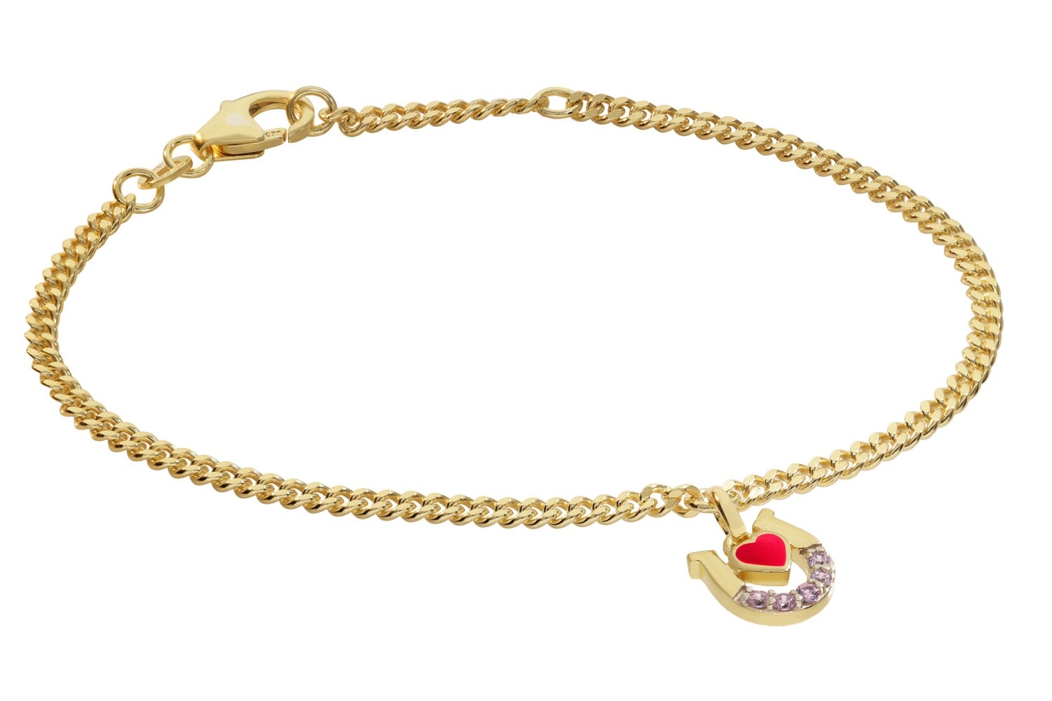 trendor 21625 Kinder-Armband mit Hufeisen/Herz 925 Silber vergoldet