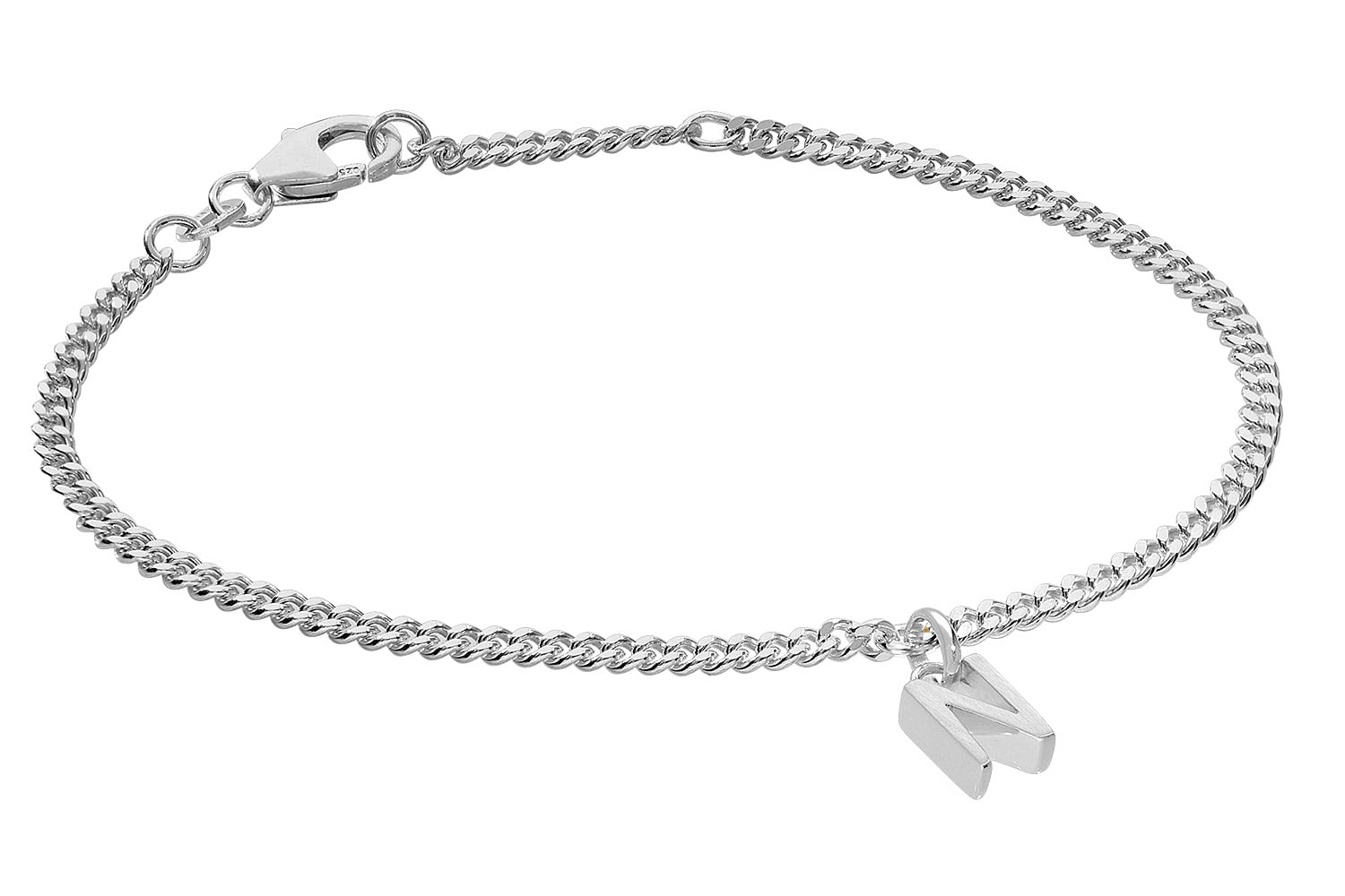 trendor 21590-N Mädchen-Armband mit Buchstabe N 925 Silber Rhodiniert