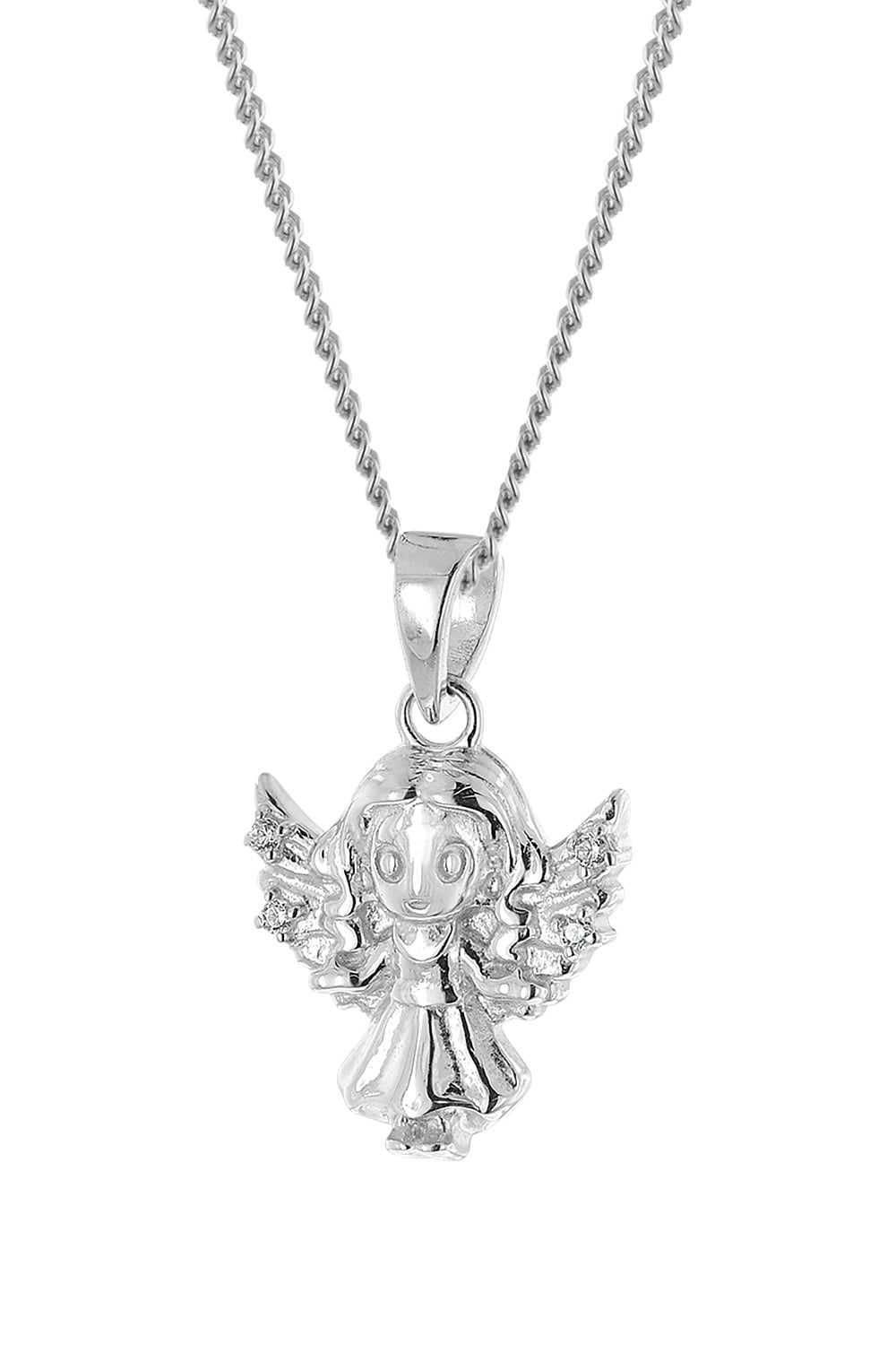 trendor 21640 Mädchen Halskette mit Engel-Anhänger Silber 925 Rhodiniert
