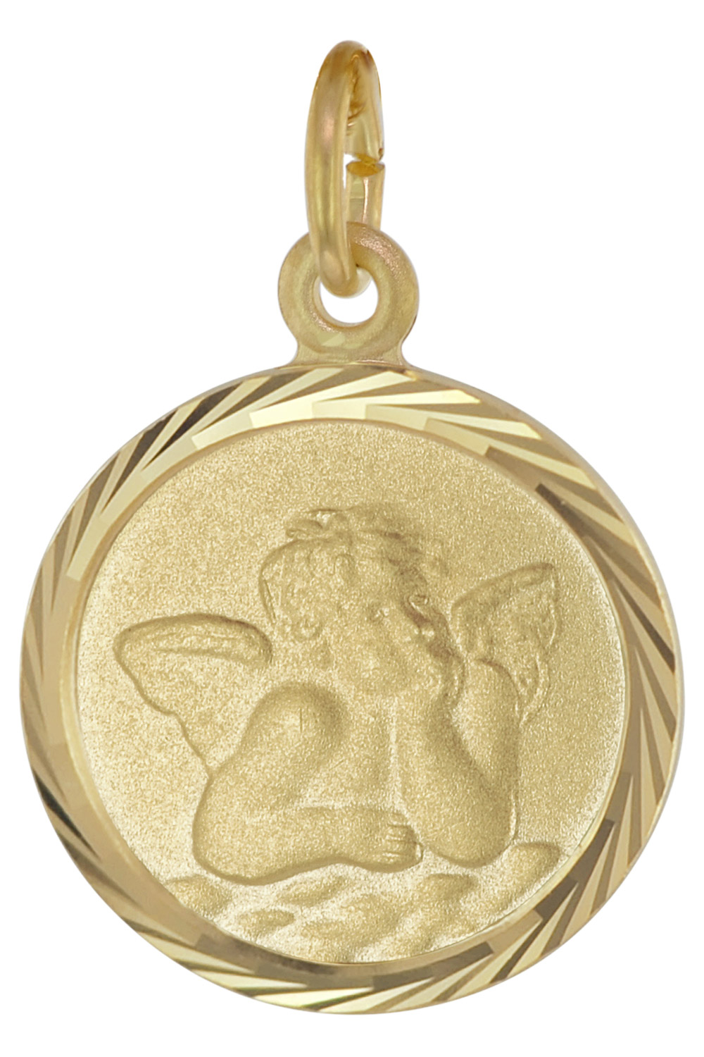 trendor 21642 Engel-Anhänger für Kinder 925 Silber vergoldet ⌀ 14 mm