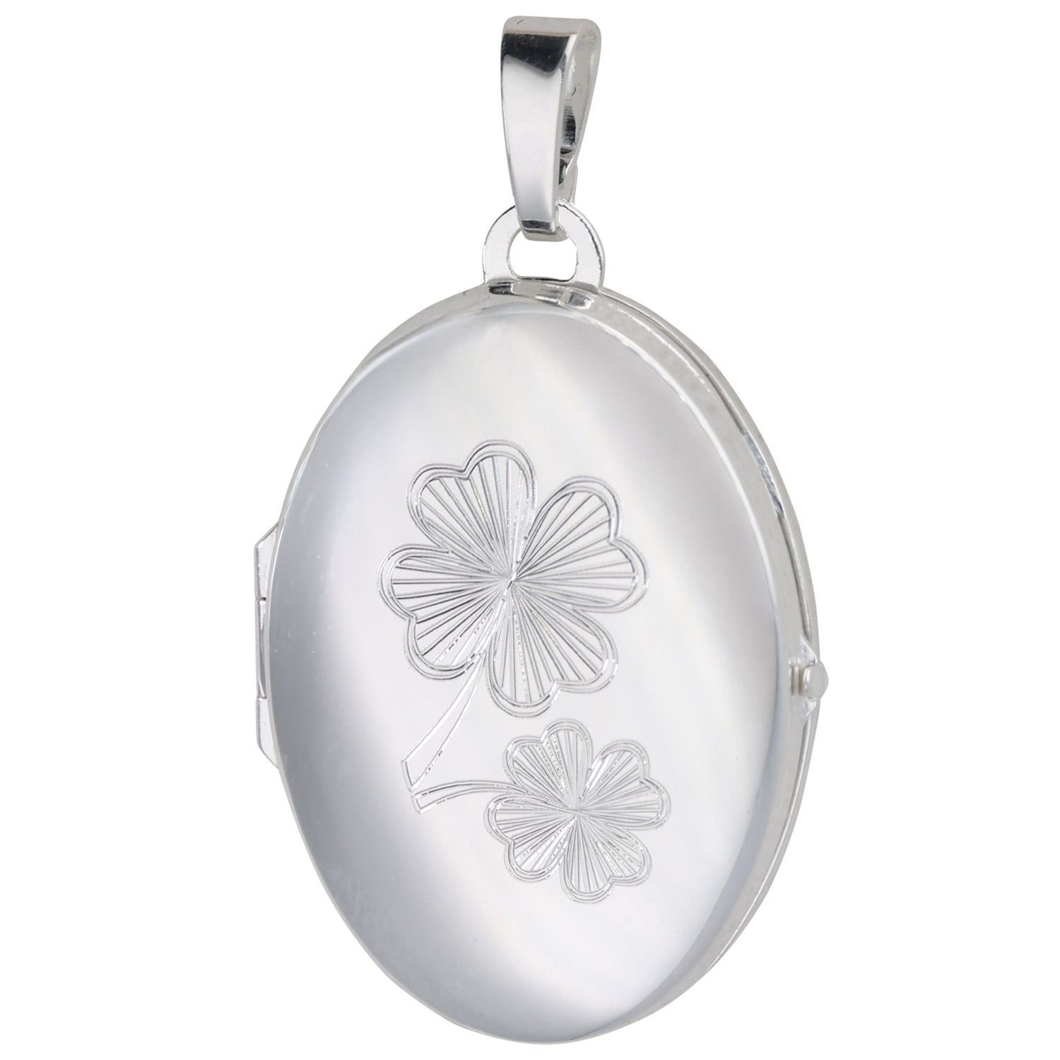 trendor 21567 Medaillon-Anhänger mit Kleeblatt-Gravur 925 Sterlingsilber