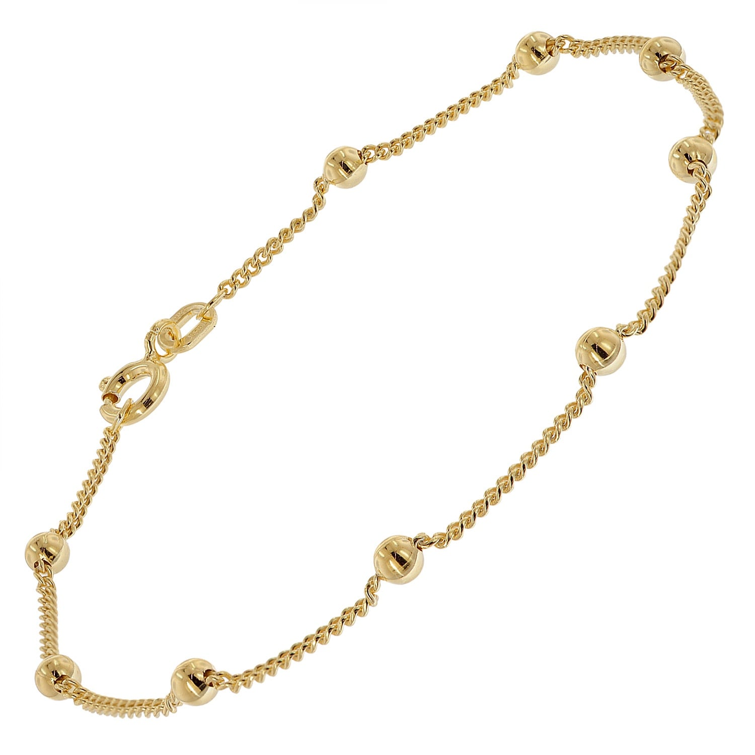 trendor 21661 Damen-Armband 925 Silber Vergoldet Kugelkette 18,5 cm