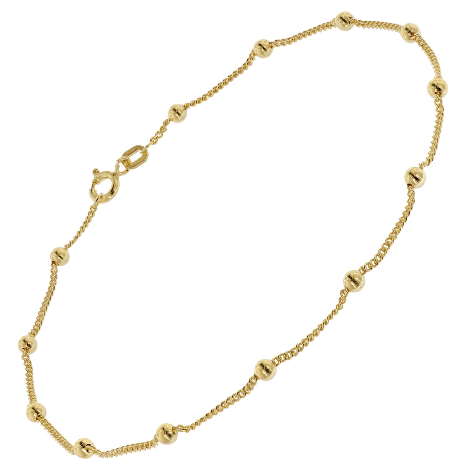 trendor 21662 Damen-Fußkette 925 Silber Vergoldet Kugelkette 25 cm