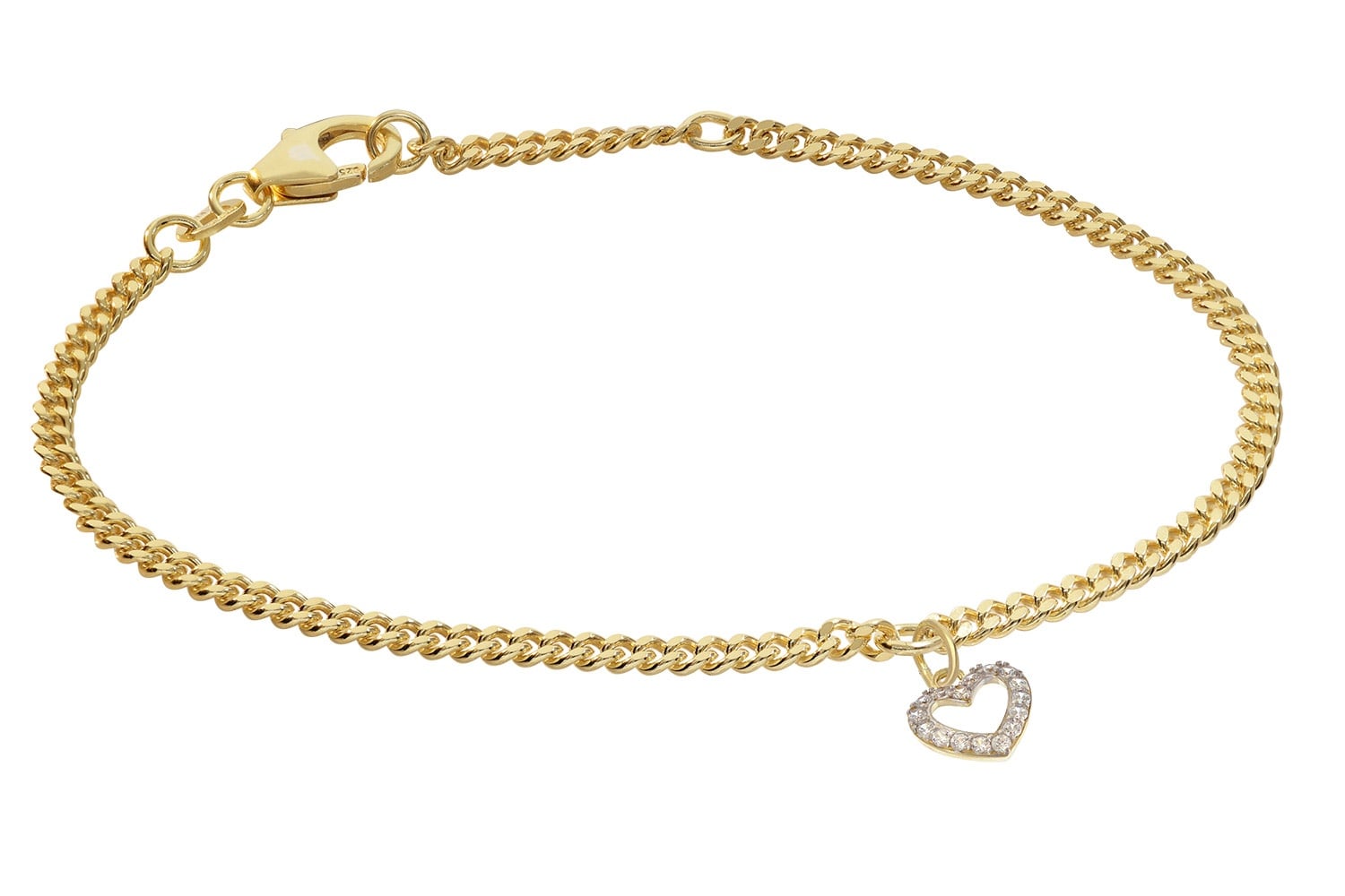 trendor 21664 Mädchen-Armband mit Herz 925 Silber Vergoldet Zirkonia