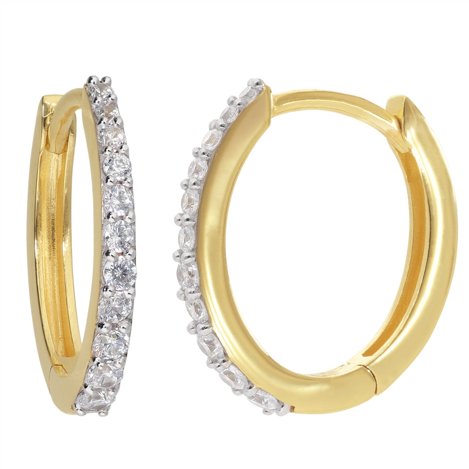 trendor 21653 Damen-Ohrringe Gold 333/8K Klapp-Creolen mit Zirkonia