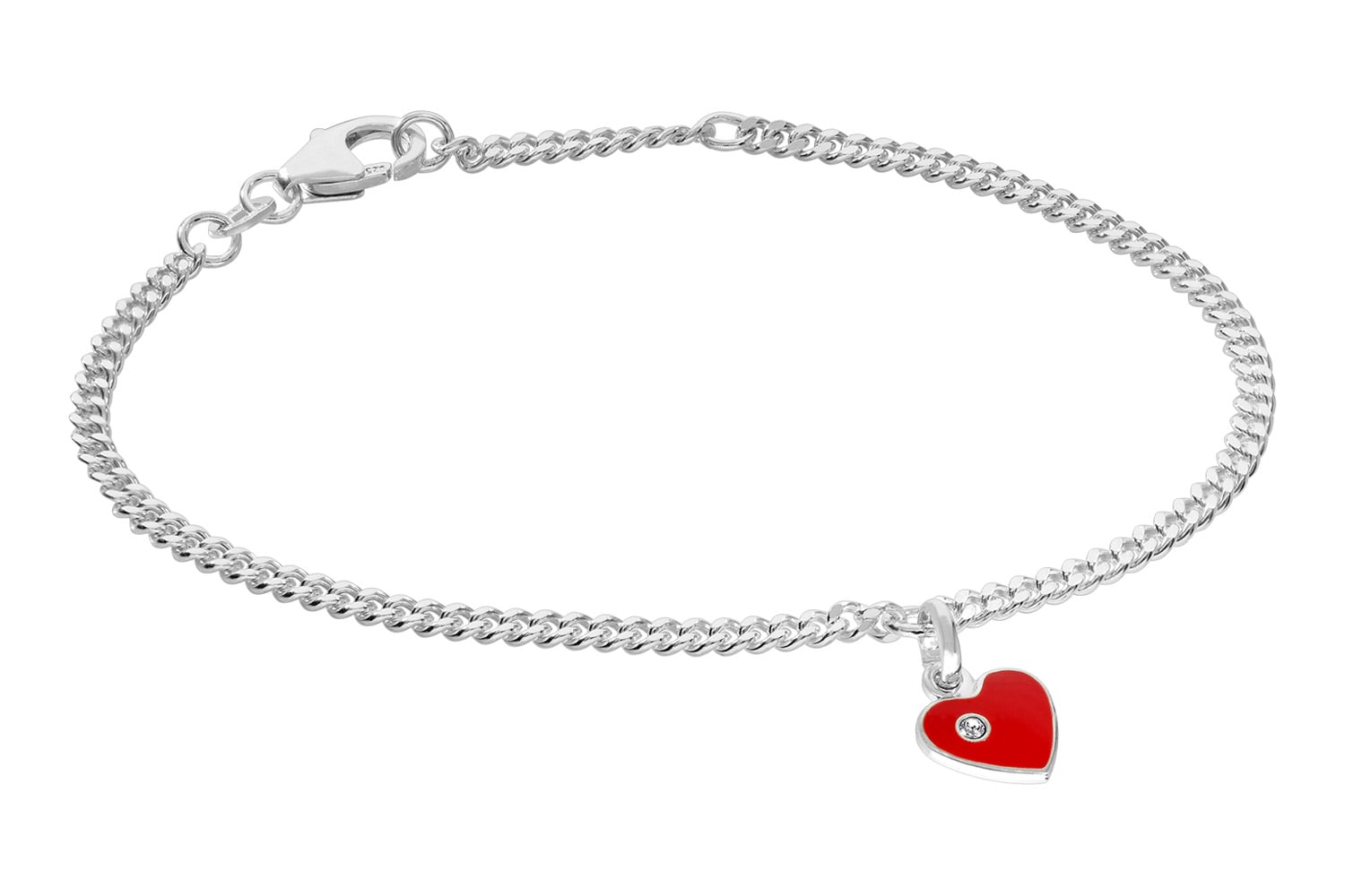 trendor 21619 Mädchen-Armband mit Herz-Anhänger Silber 925 Panzerarmband