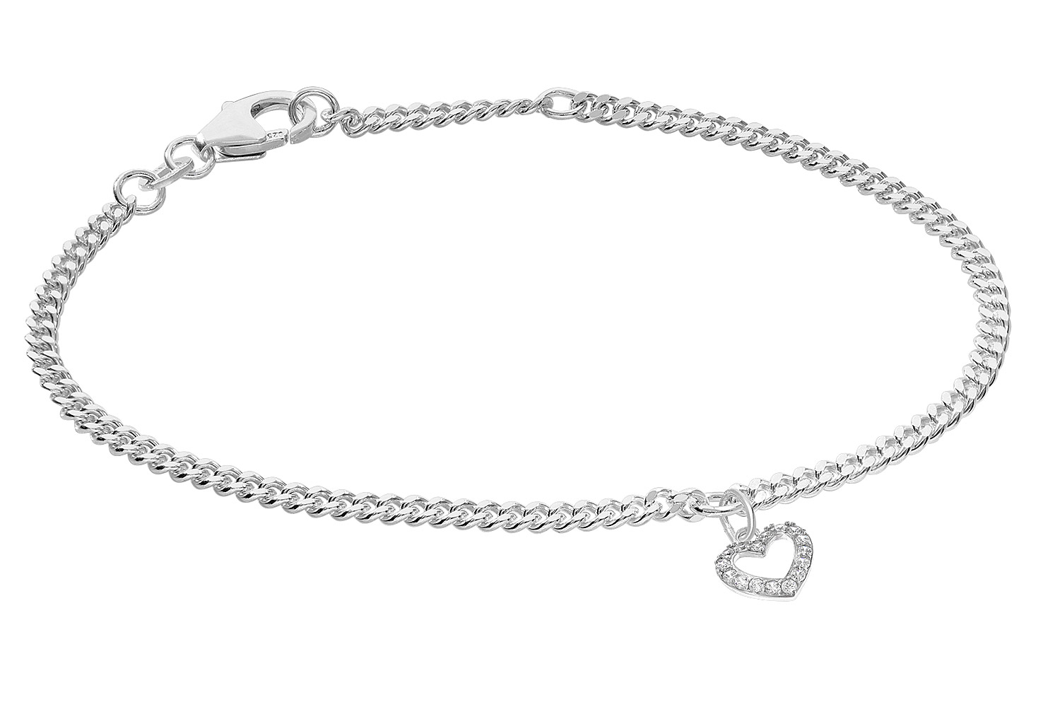 trendor 21627 Mädchen-Armband mit Herz 925 Silber Rhodiniert