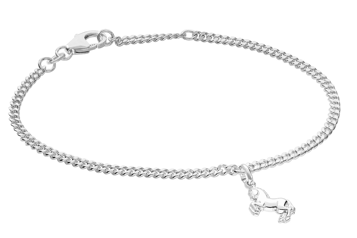 trendor 21583 Mädchen-Armband mit Pferd 925 Silber Rhodiniert Panzerband