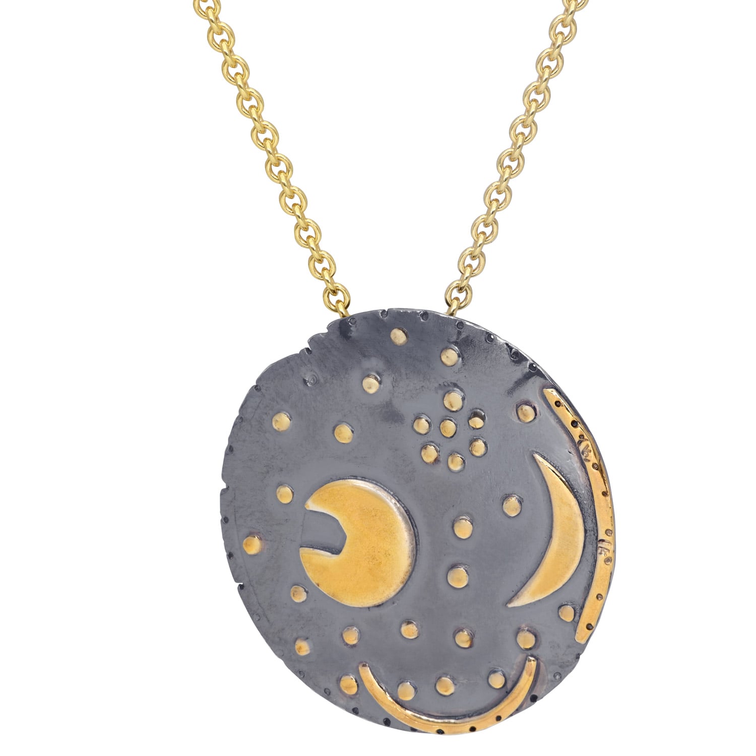 trendor 21452 Damenkette Himmelsscheibe von Nebra Silber schwarz/gold ⌀ 25 mm
