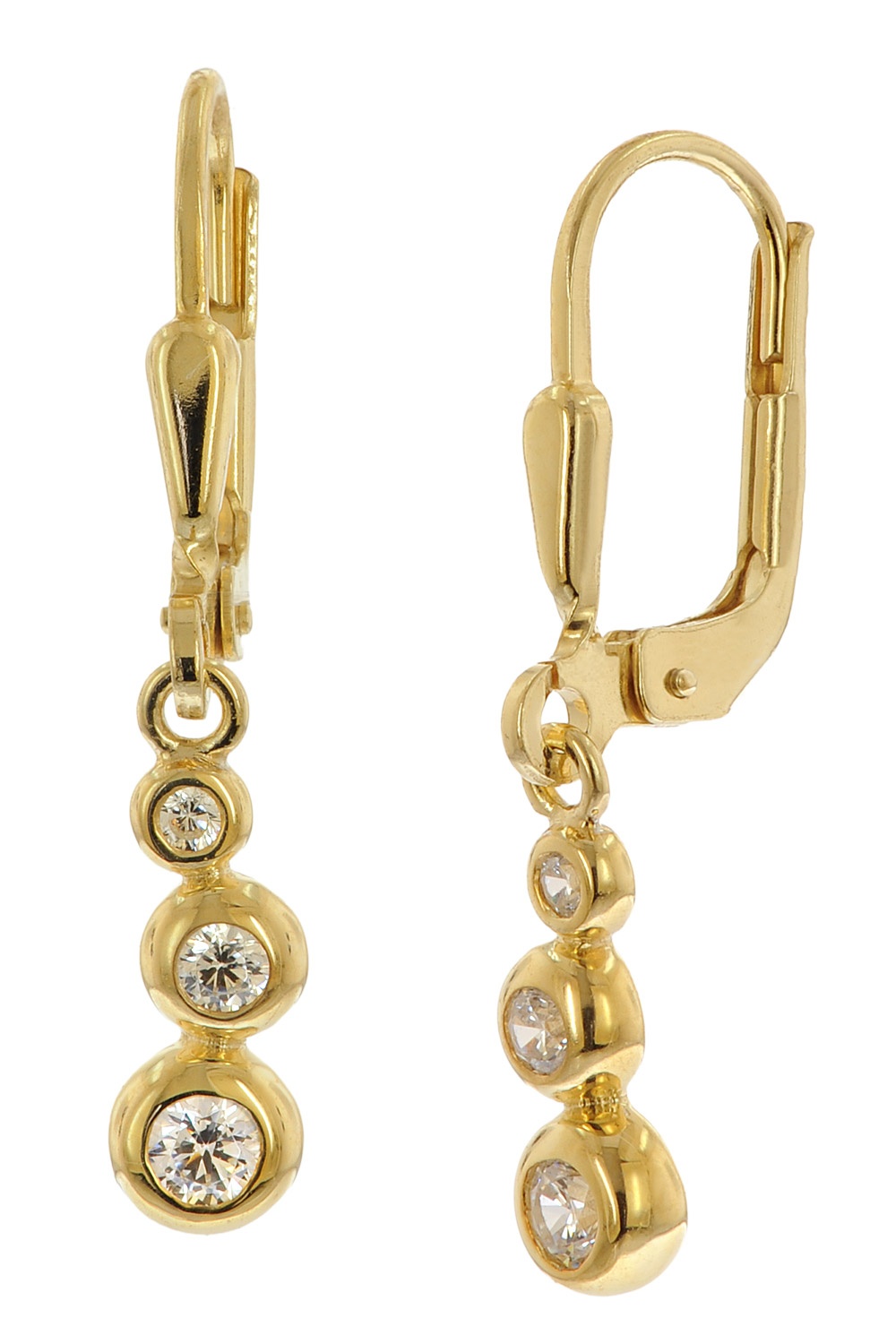 trendor 21587 Damen-Ohrringe 925 Silber Vergoldet Zirkonia Ohrhänger