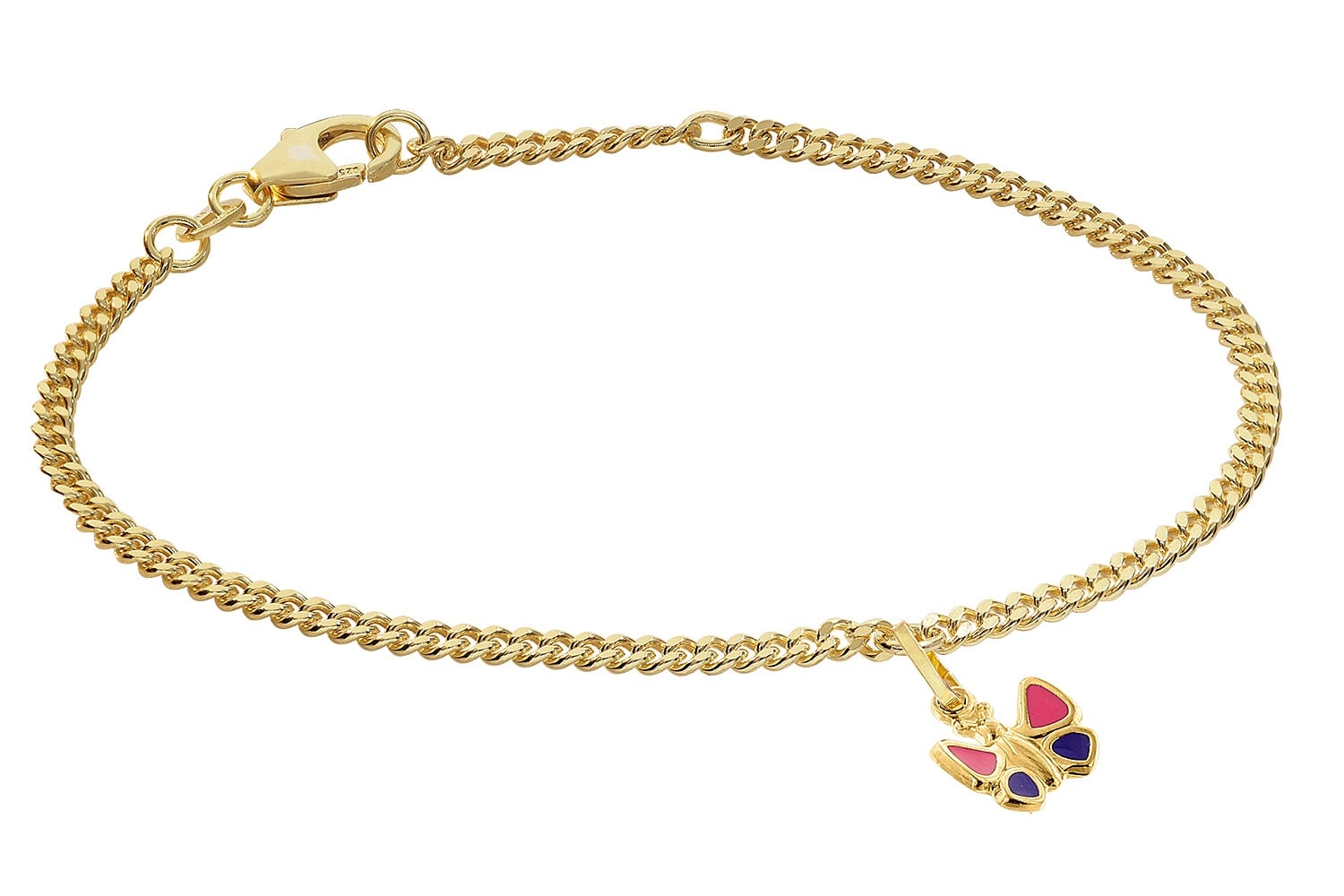trendor 21586 Mädchen-Armband mit Schmetterling 925 Silber Vergoldet
