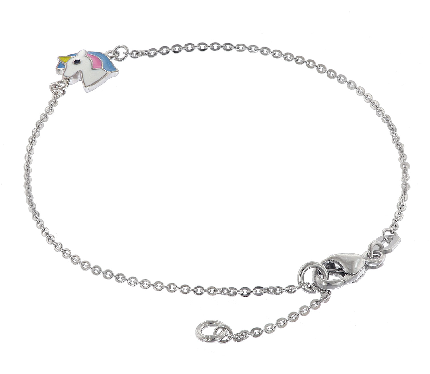 trendor 21708 Mädchen-Armband mit Einhorn 925 Silber Rhodiniert