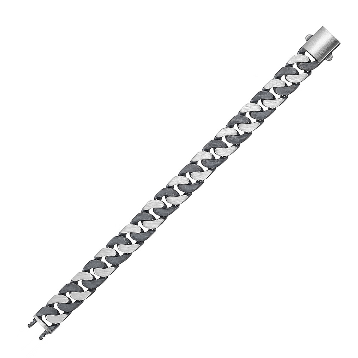 trendor 21810 Herren-Armband 925 Silber Oxidiert Panzerarmband Breite 13 mm