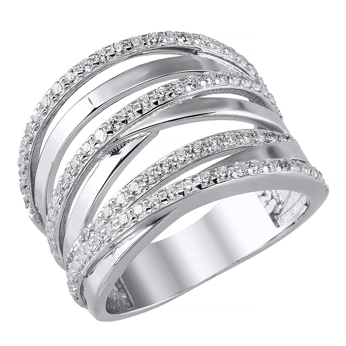 trendor 21820 Damenring 925 Sterlingsilber Rhodiniert mit Zirkonia