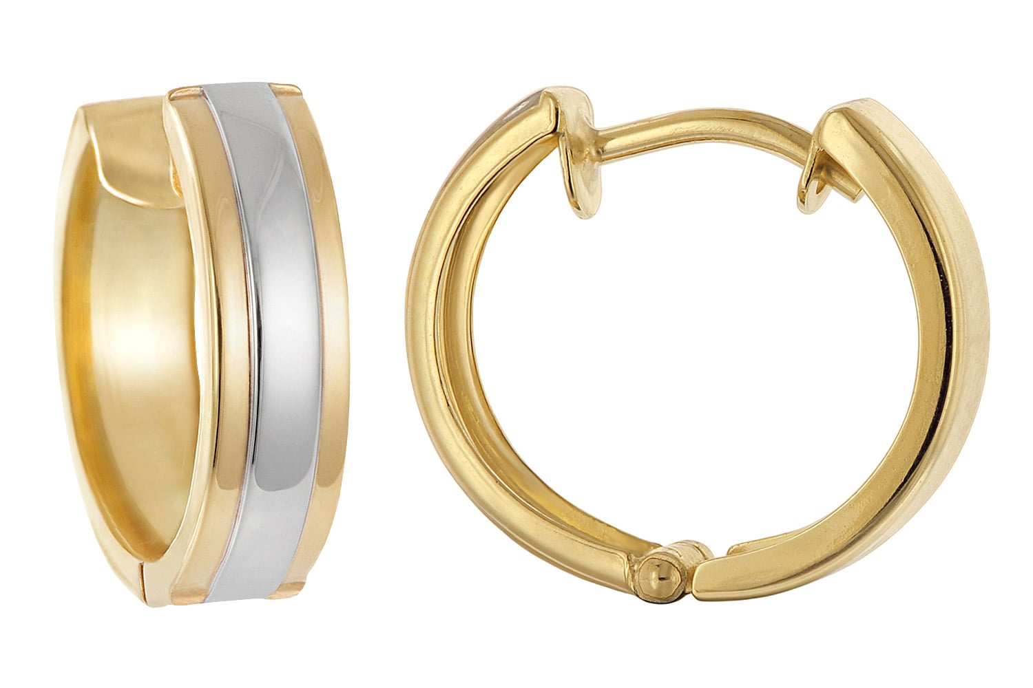 trendor 21752 Damen-Ohrringe Klapp-Creolen 333 Gold (8 Kt.) Bicolor ⌀ 15 mm