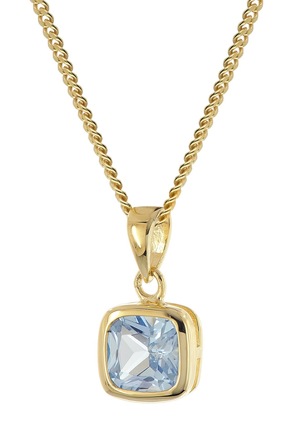 trendor 21893 Damen-Kette 925 Silber Vergoldet mit Aquamarin-Anhänger