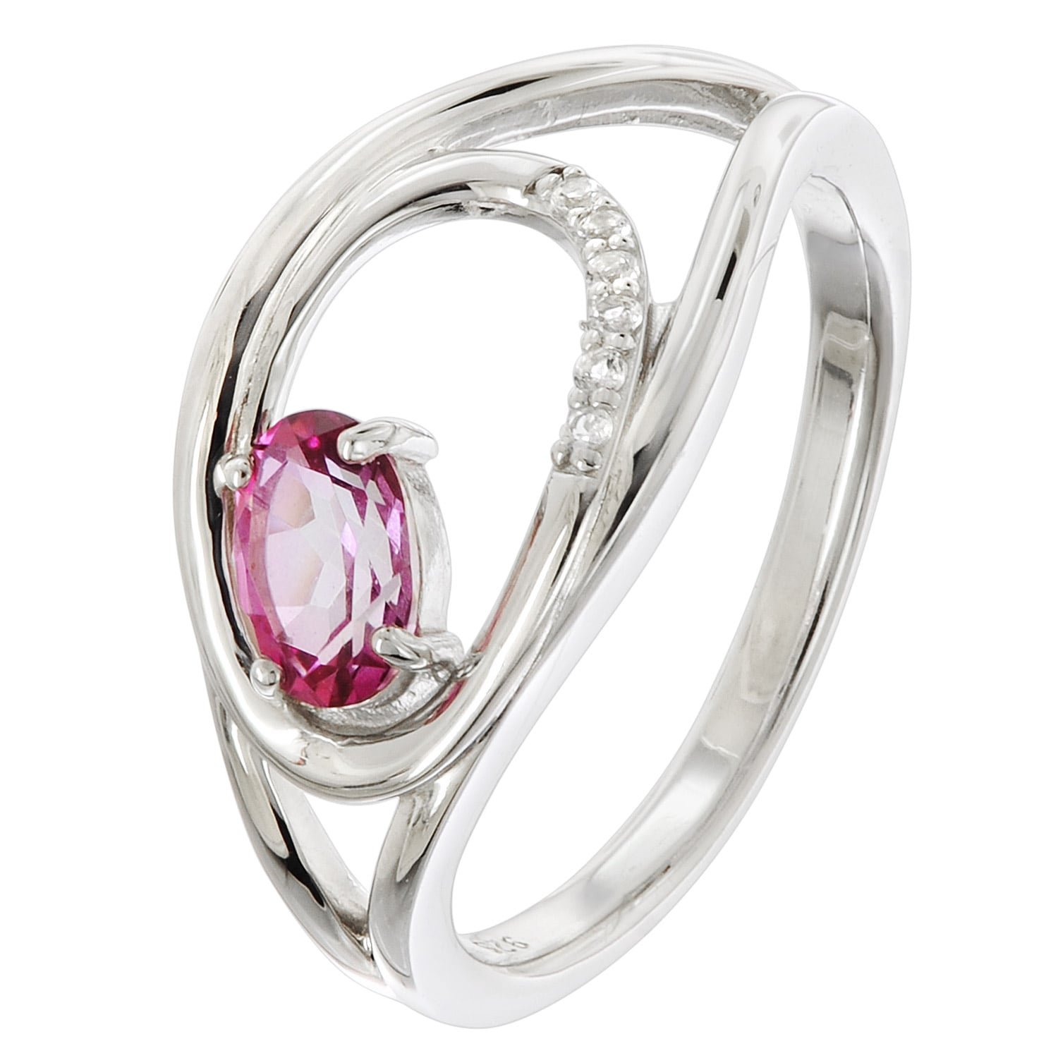 trendor 21906 Damenring 925 Silber Rhodiniert mit Topas Pink/Weiß