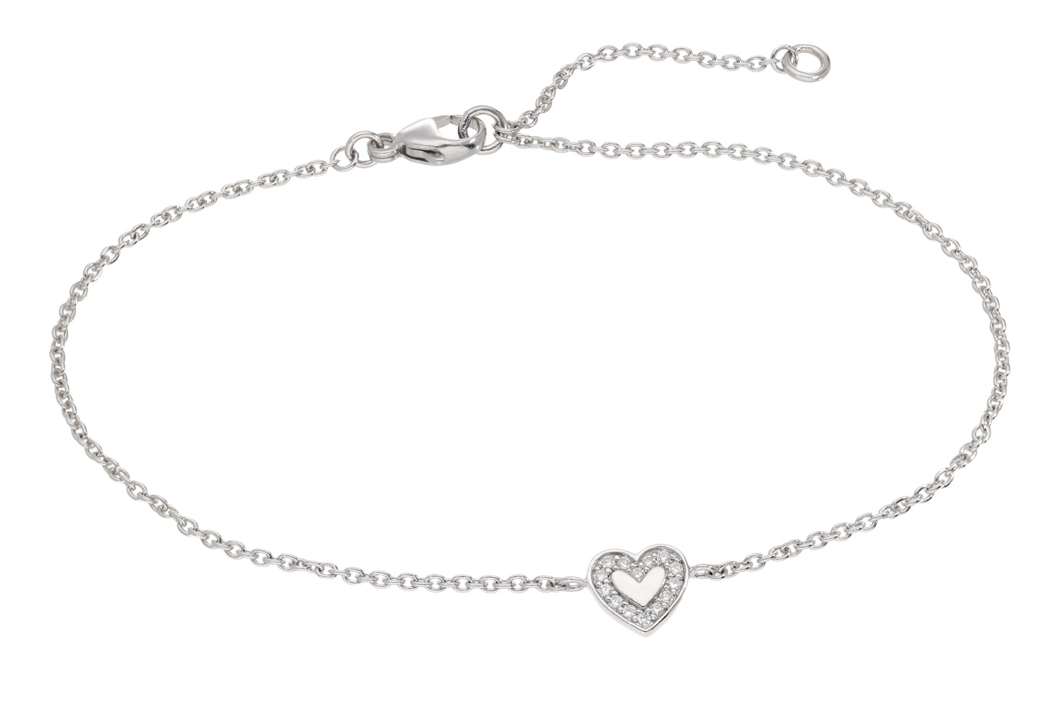 trendor 21875 Damenarmband Herz 925 Silber Rhodiniert mit Zirkonia 21/18 cm