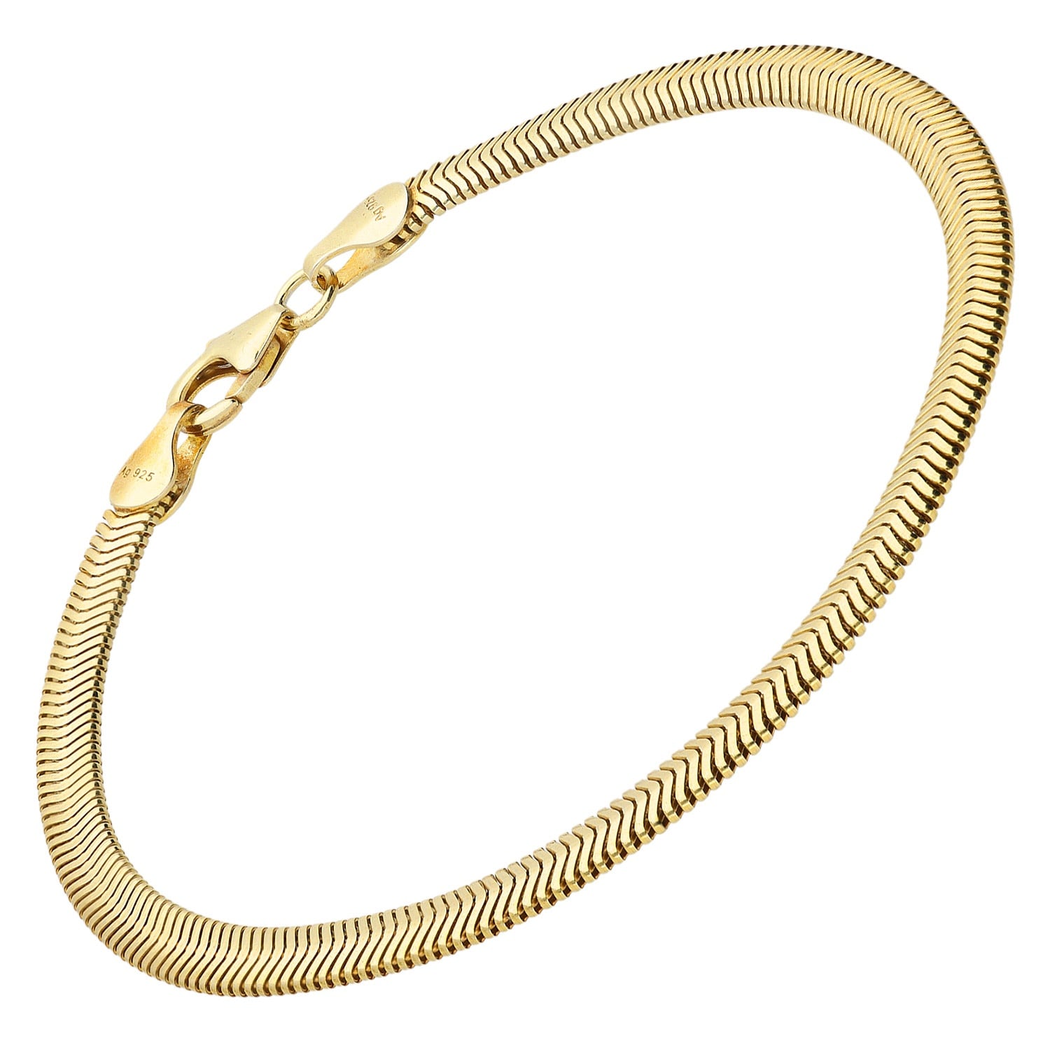 trendor 31124 Damen-Armband 925 Silber Vergoldet Ovale Schlangenkette 4,2 mm