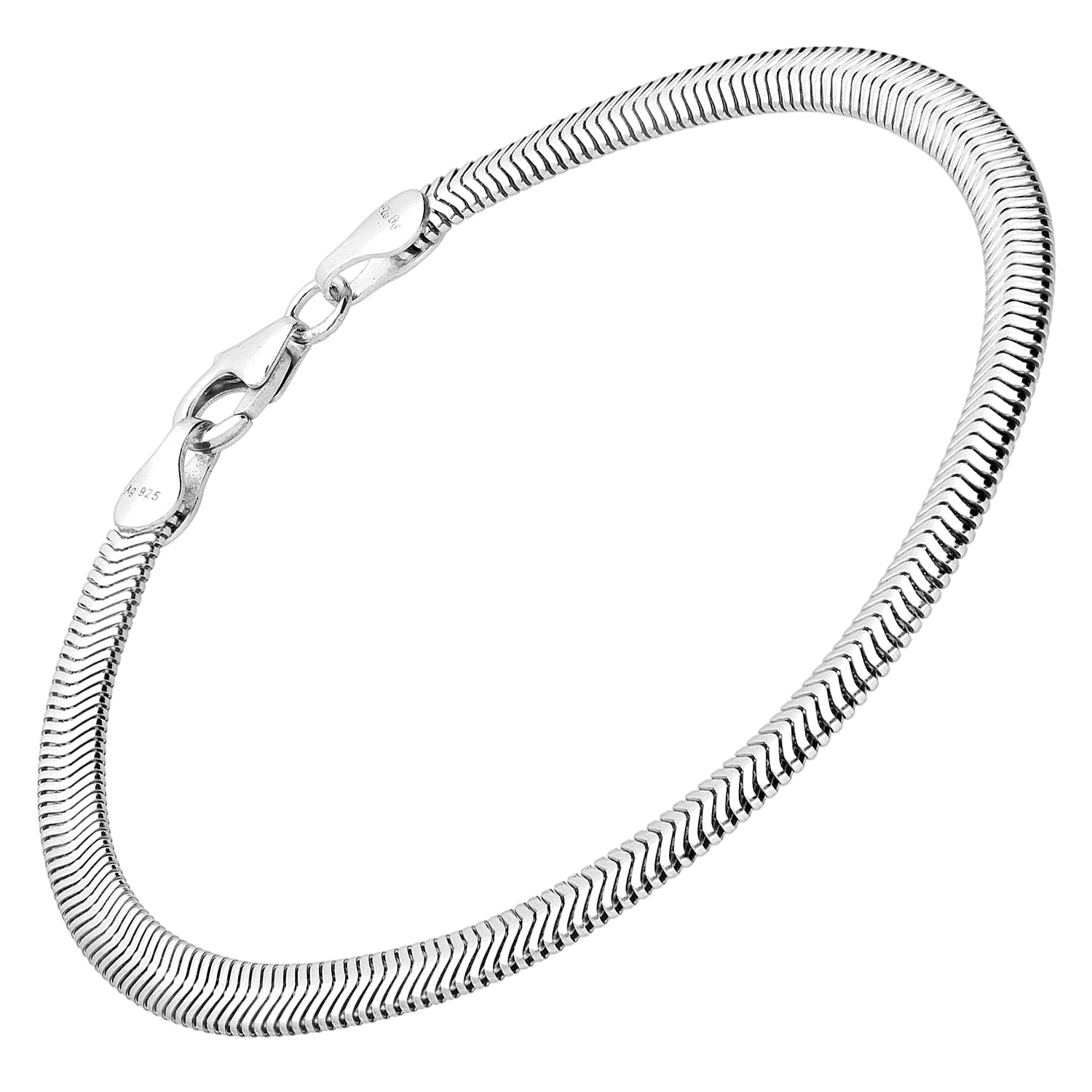 trendor 31125 Damen-Armband 925 Sterlingsilber Ovale Schlangenkette 4,2 mm
