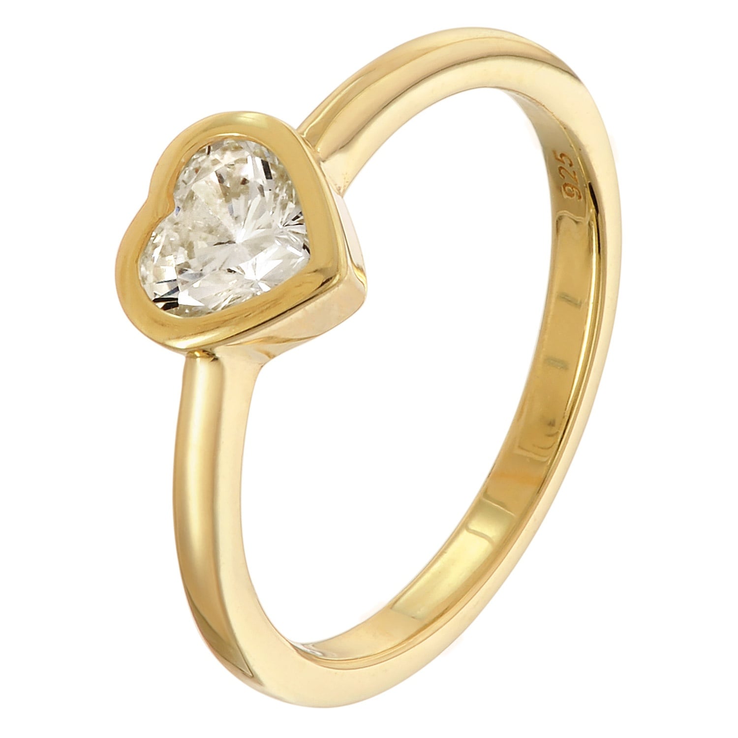 trendor 31100-01 Damenring mit Zirkonia-Herz 925 Sterling-Silber Vergoldet