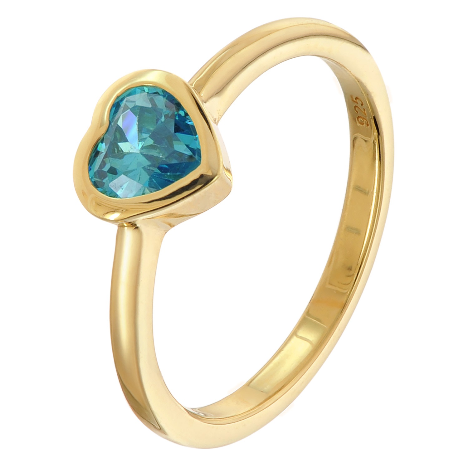 trendor 31100-04 Damenring mit Blauem Herz-Zirkonia 925 Silber Vergoldet