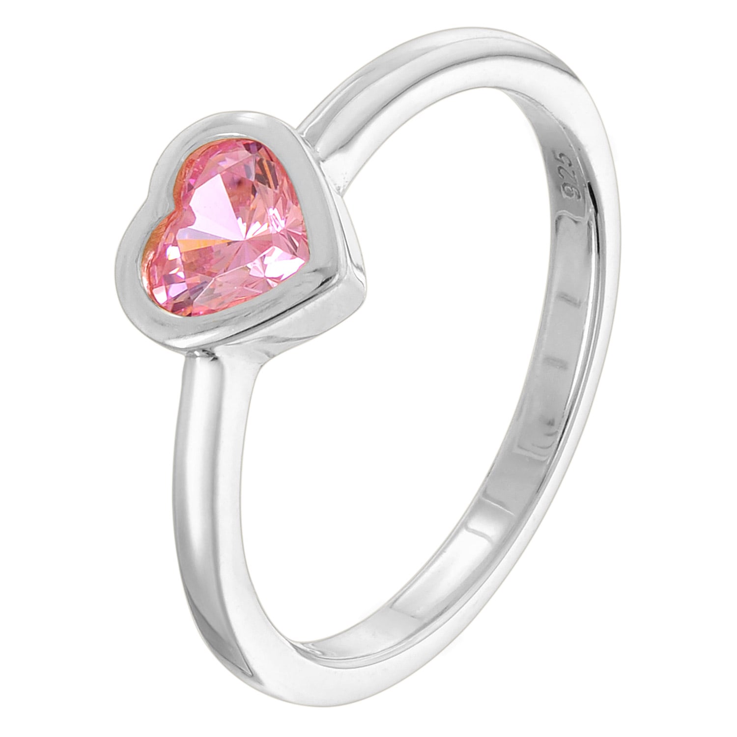 trendor 31064-09 Damenring mit Rosa Herz-Zirkonia 925 Silber