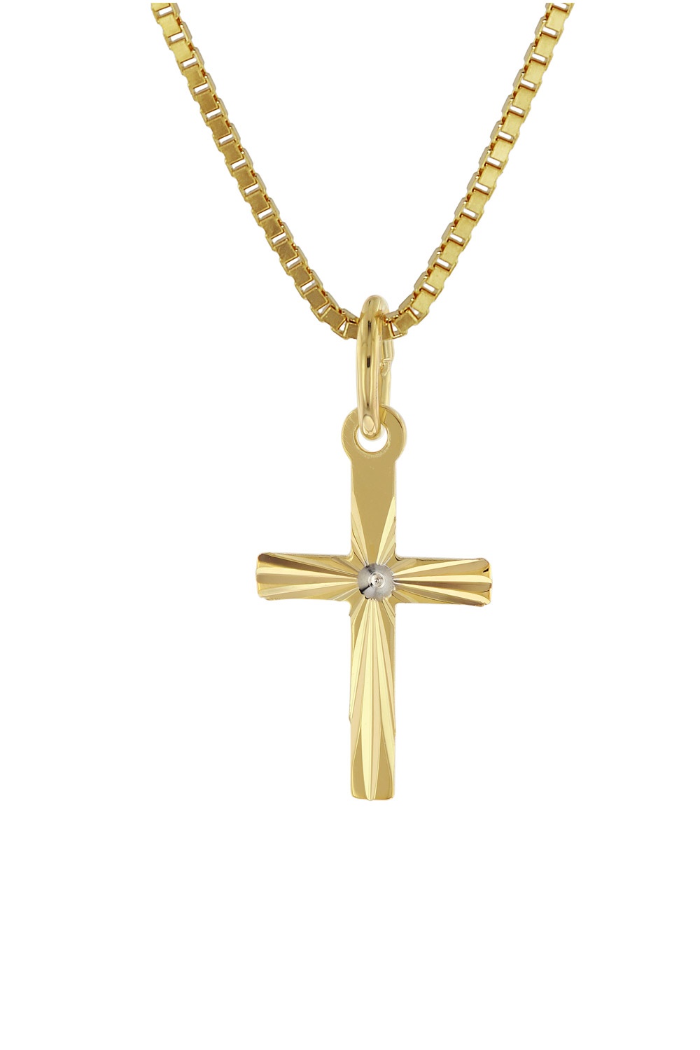 trendor Kreuz-Anhänger für Kinder Gold 585 mit Vergoldeter Silberkette  51954 • uhrcenter