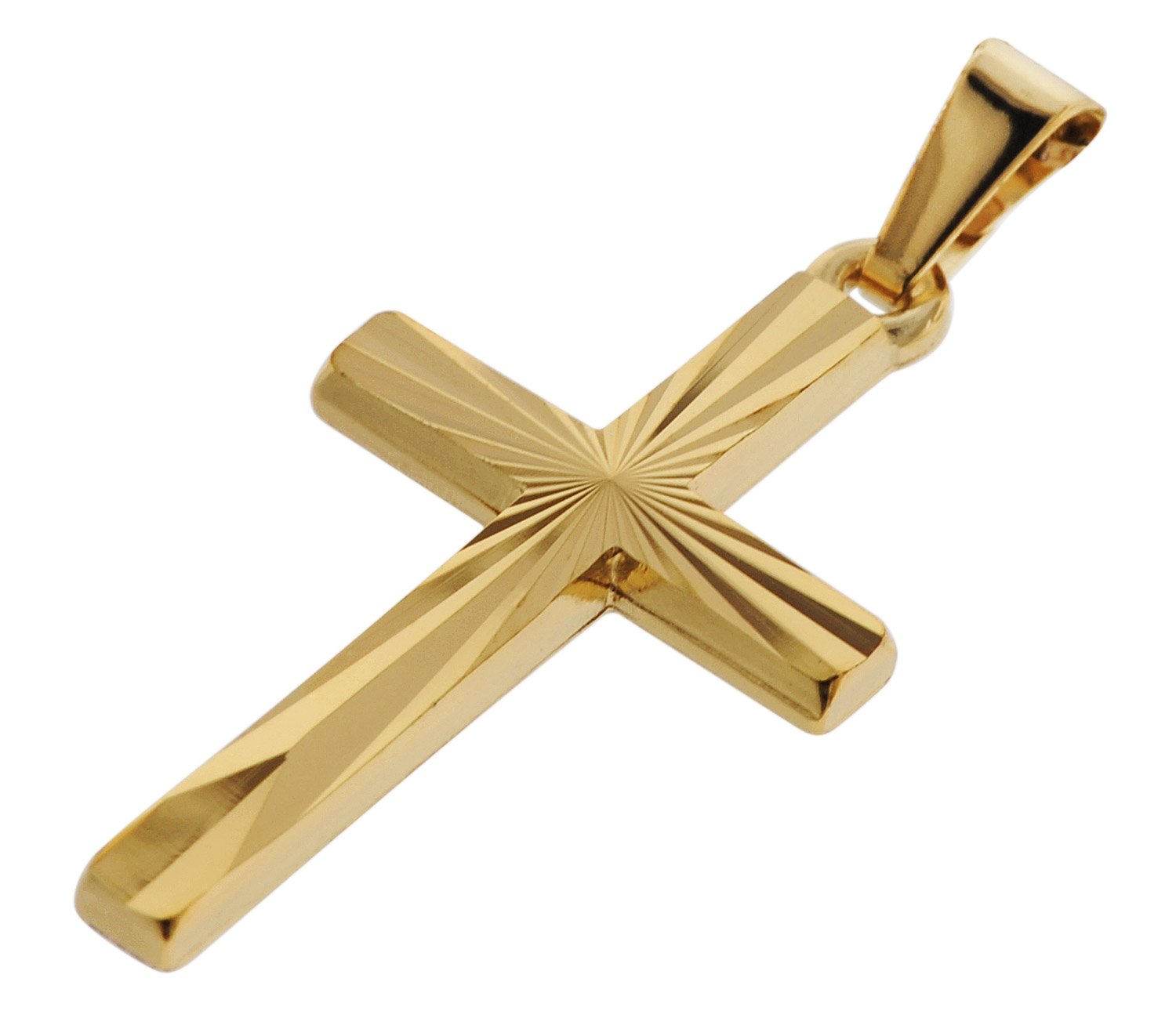 goldplattierter Kreuz-Anhänger uhrcenter mm 08512 Gold trendor 333/8K • Silberkette 22 mit