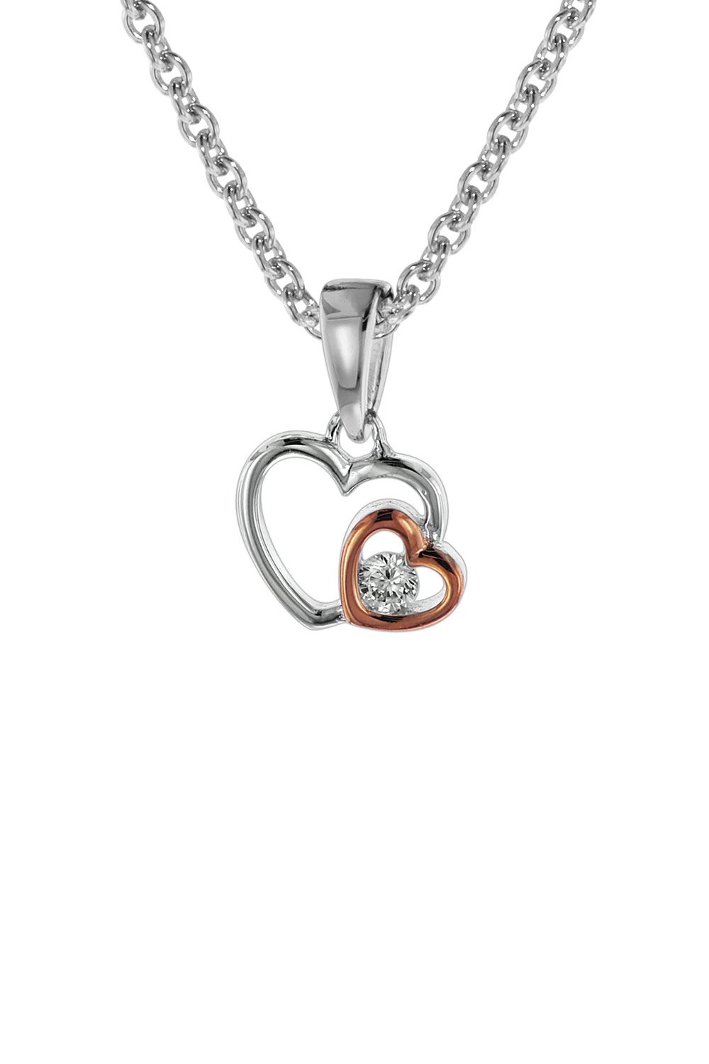 trendor Halskette für Mädchen mit Herzen Anhänger Silber 925 08805