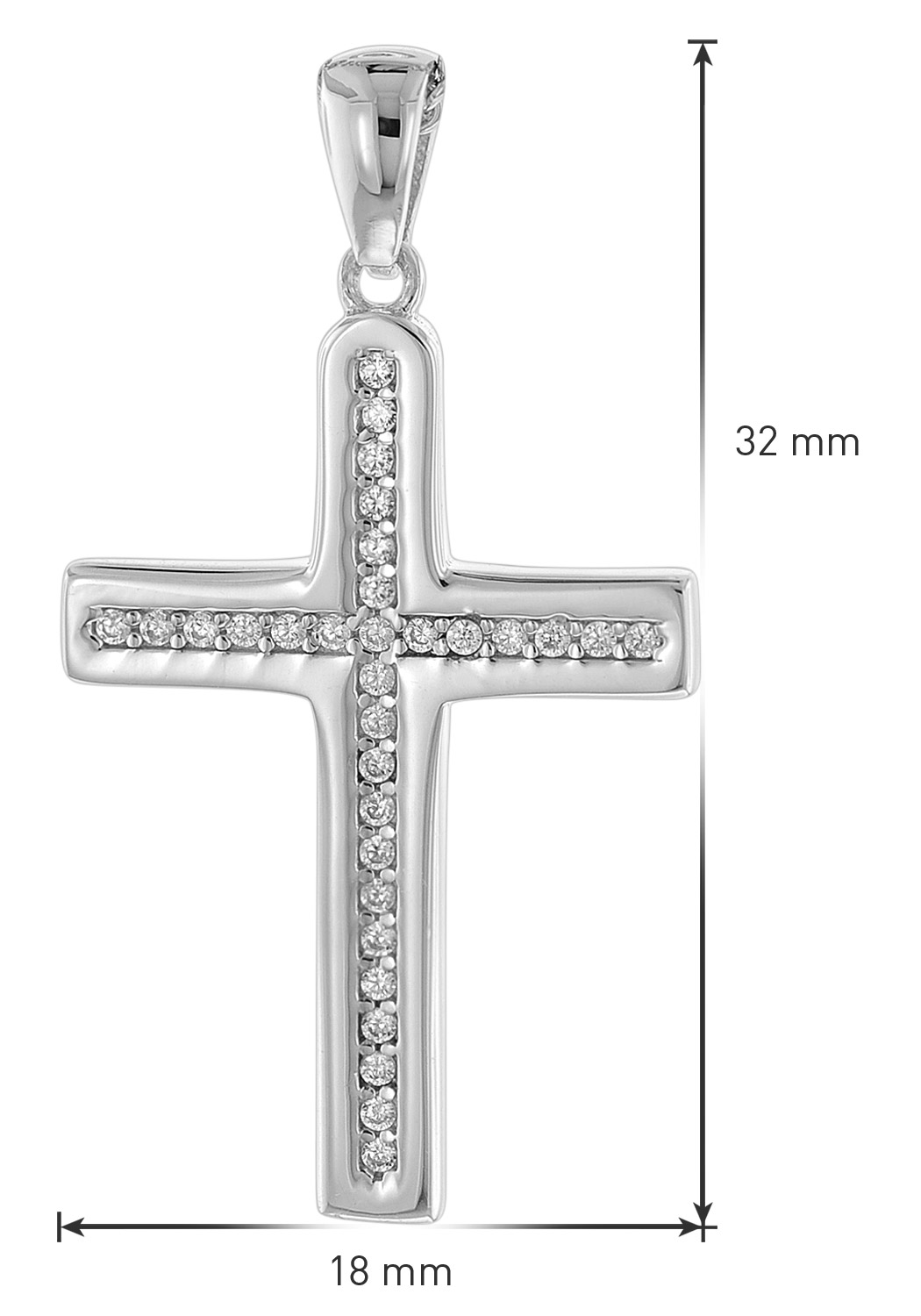 trendor Cross Pendant 20 mm with Necklace Silver 925 75596