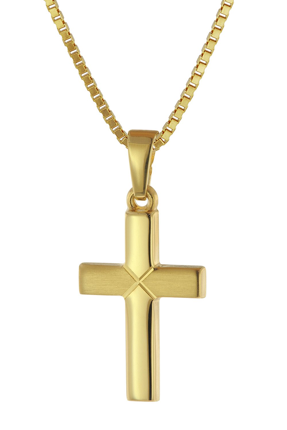trendor Kreuz-Anhänger für Kinder Gold 333 mit goldplattierte Halskette  75680
