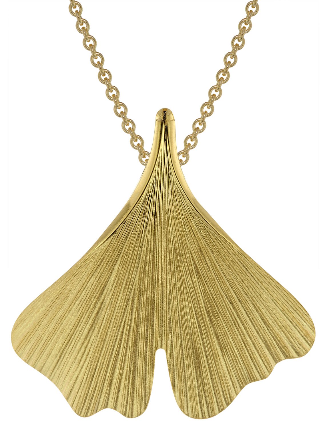 trendor 75717 Damen-Halskette mit Ginkgo-Blatt Anhänger Gold auf Silber