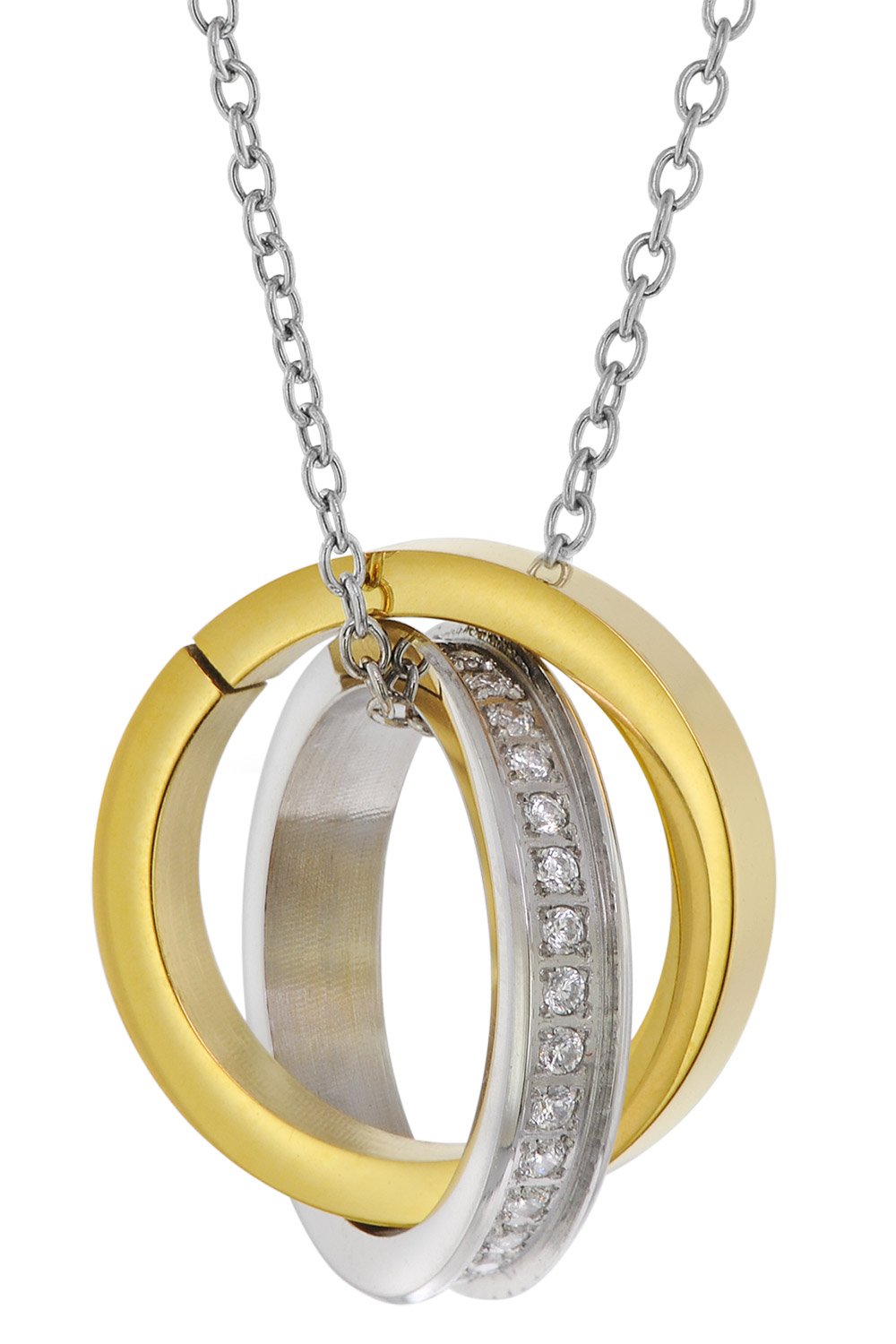 trendor 75885 Halskette für Damen mit Ringen Edelstahl Bicolor