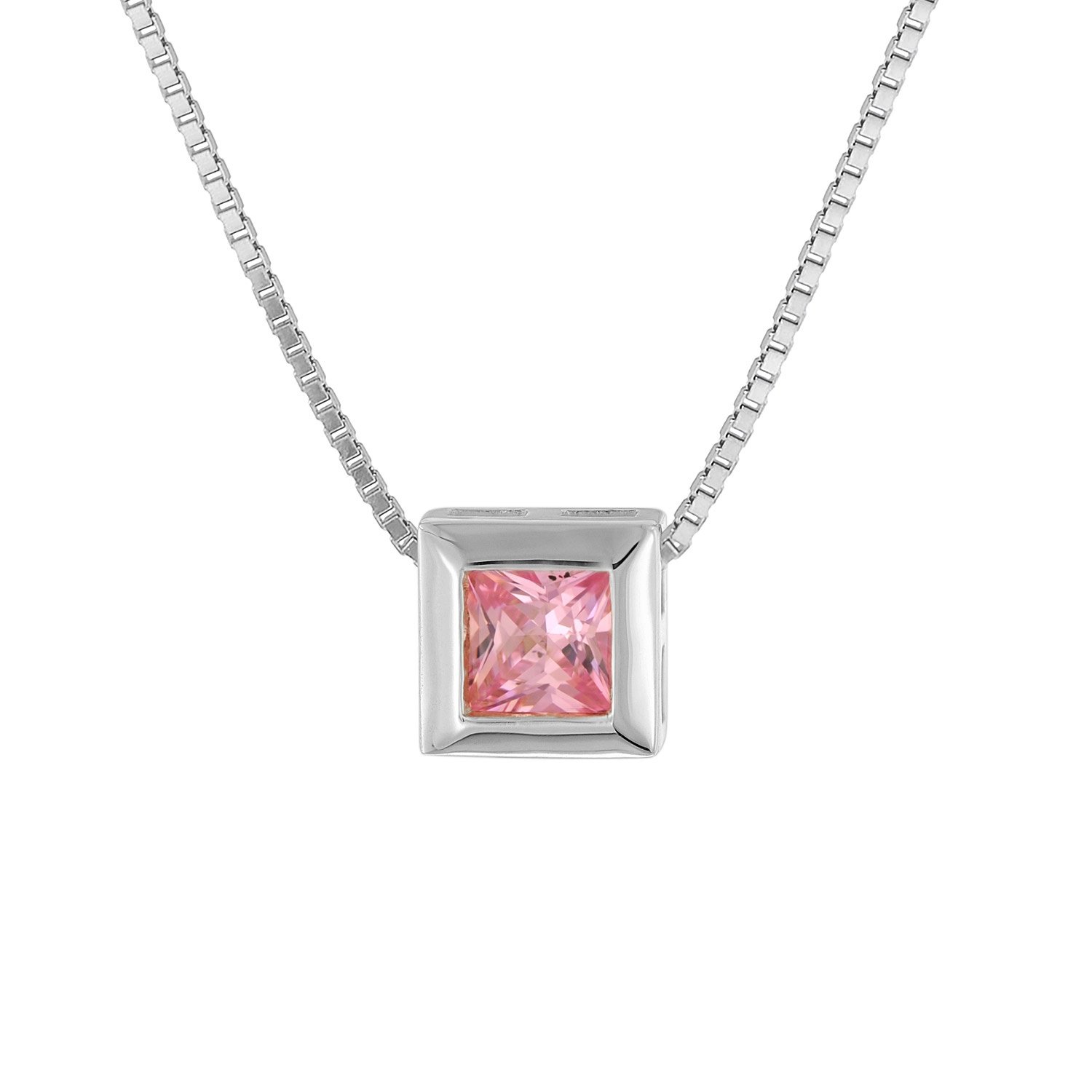 trendor 51655-04 Damen-Kette 925 Silber mit Zirkonia-Anhänger Pink