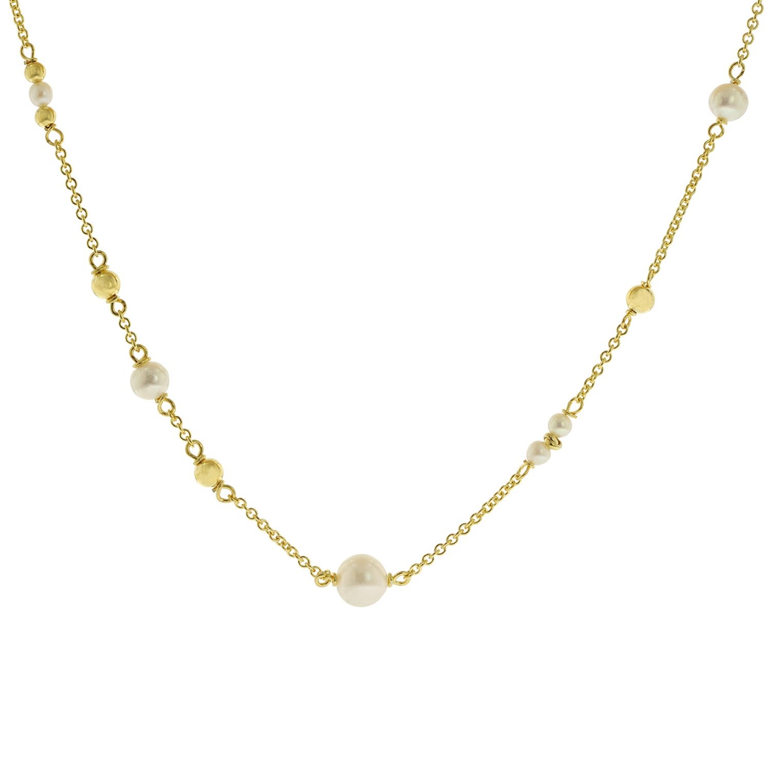 trendor 51351 Halskette für Damen 925 Silber Goldplattiert mit Süßwasserperlen