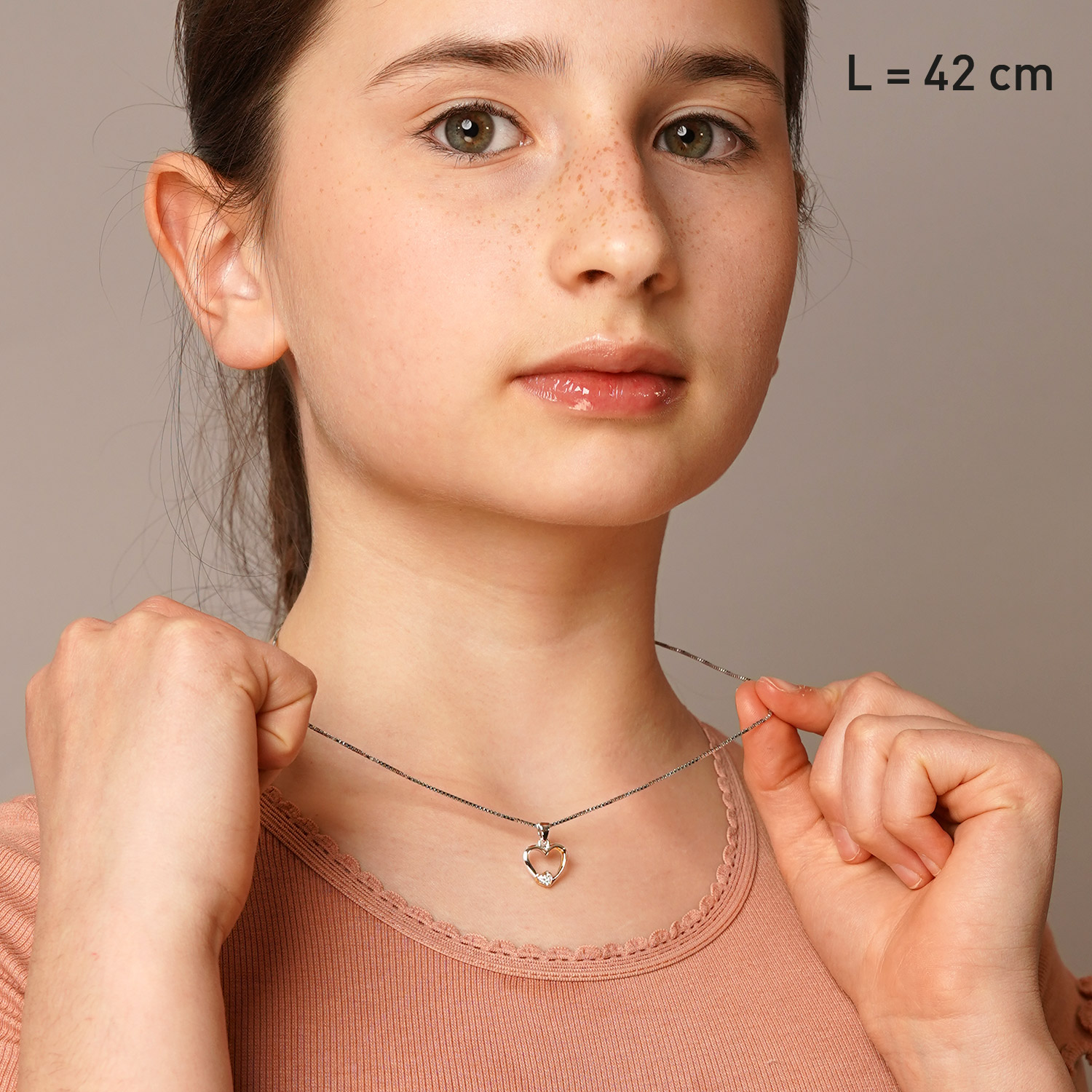 trendor Mädchen-Halskette mit Herz-Anhänger Silber 925 41623