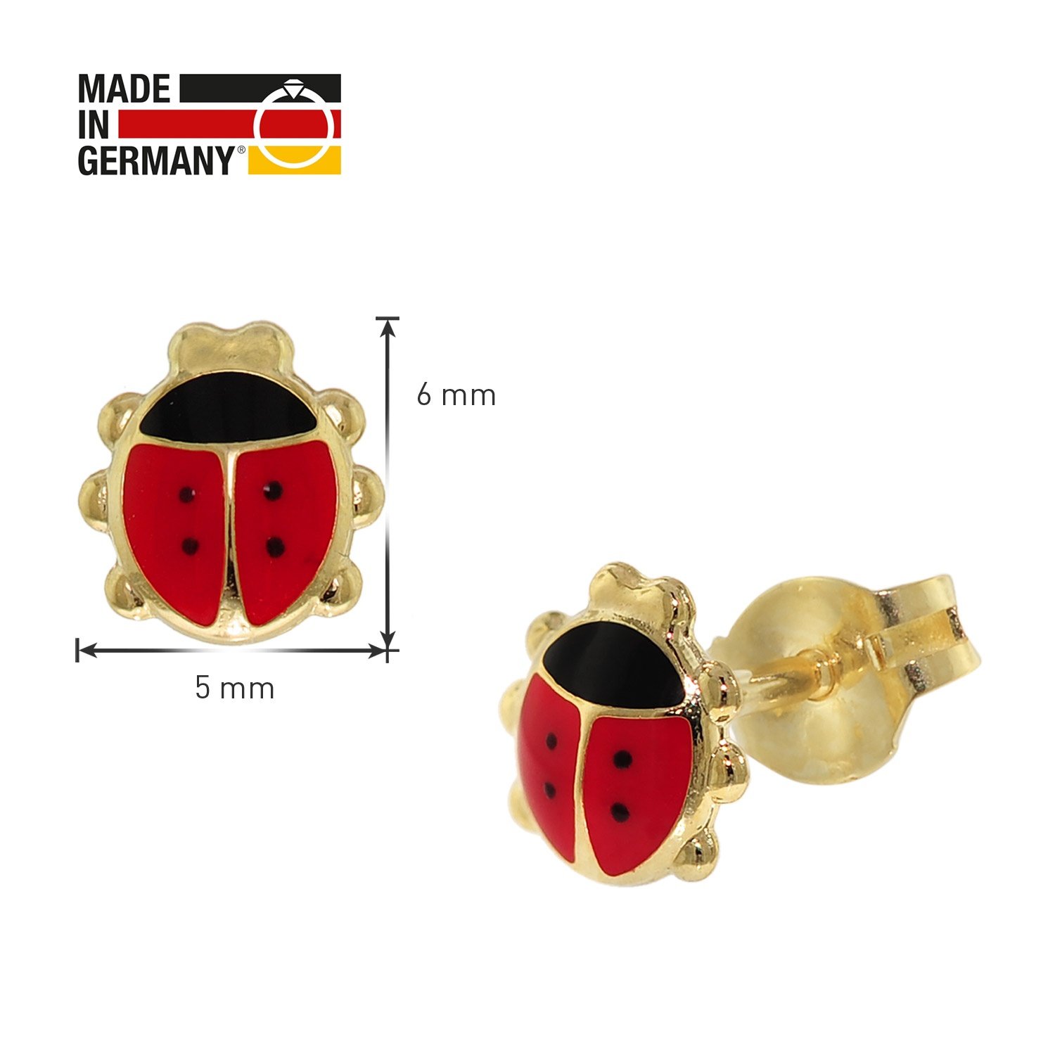 Marienkäfer Ohrringe Kinder-Ohrstecker 35926 • Gold trendor uhrcenter 333