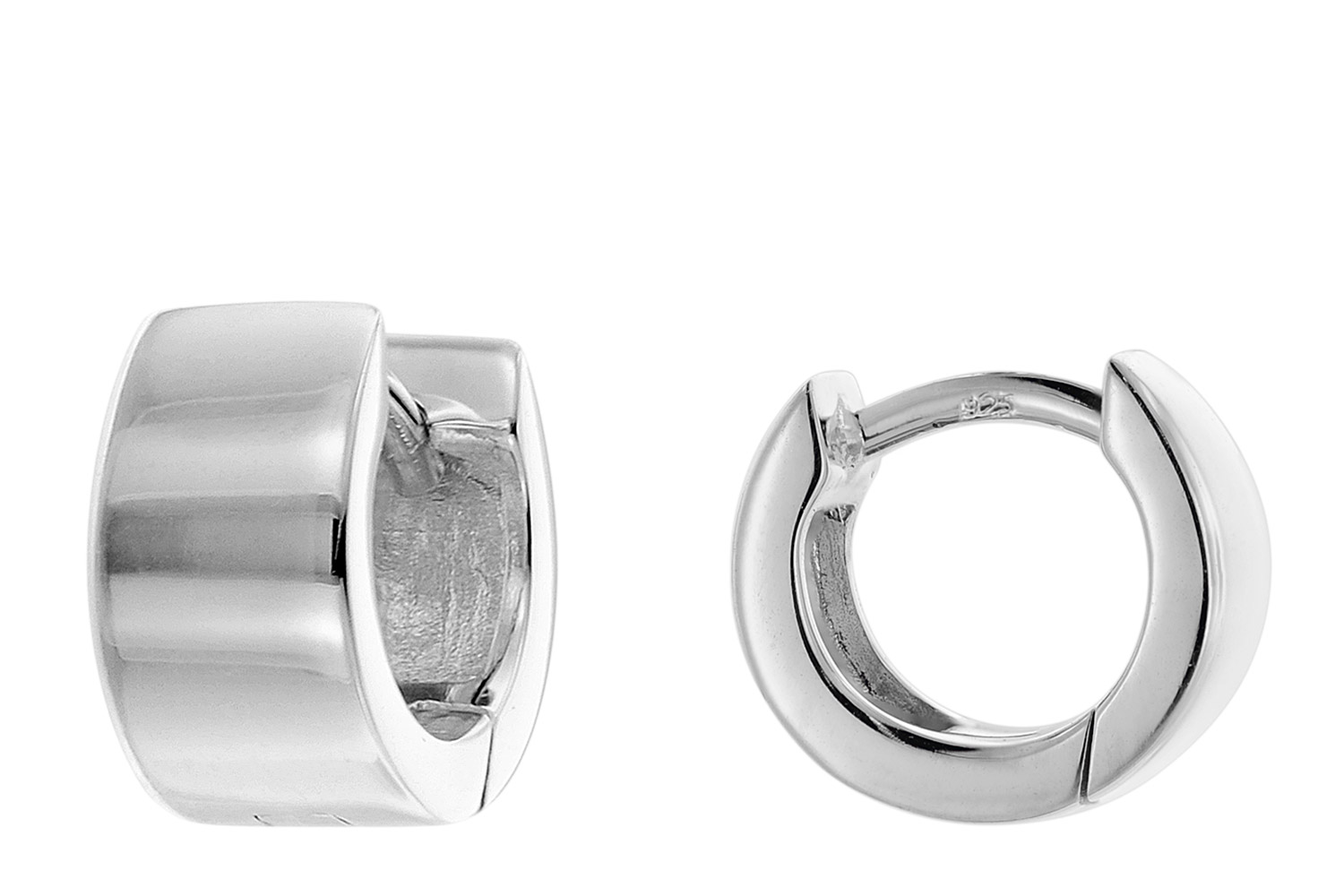 trendor 41584 Ohrringe für Damen und Herren 925 Silber Klapp-Creolen Ø 10 mm
