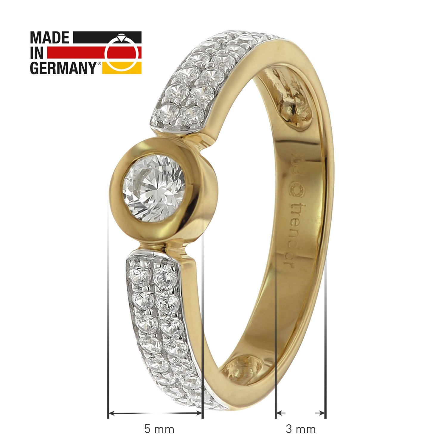 trendor Damen-Ring Gold mit 41334 333 Zirkonia • uhrcenter