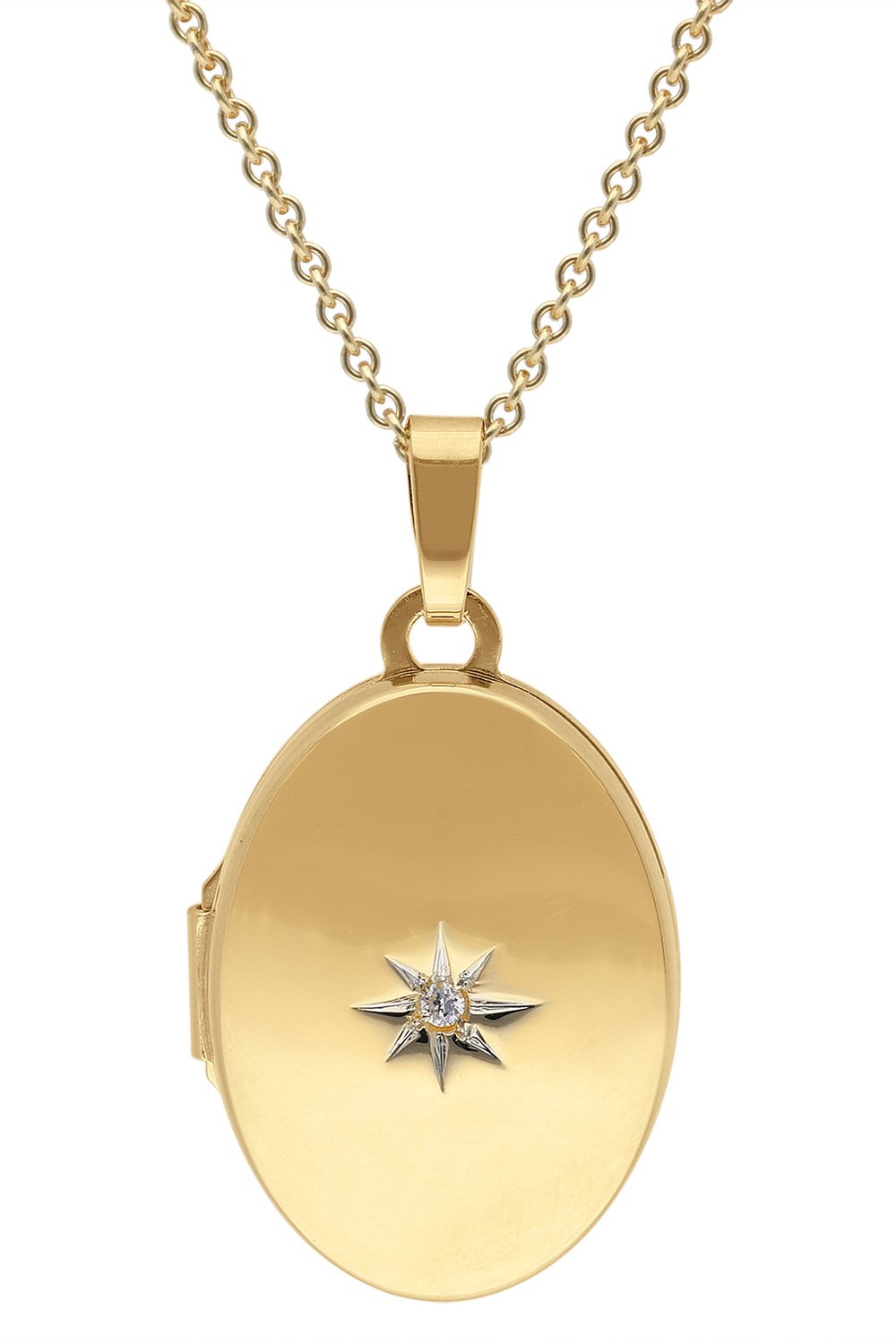 trendor 15540 Medaillon mit Diamant Gold 585/14K an vergoldeter Silberkette