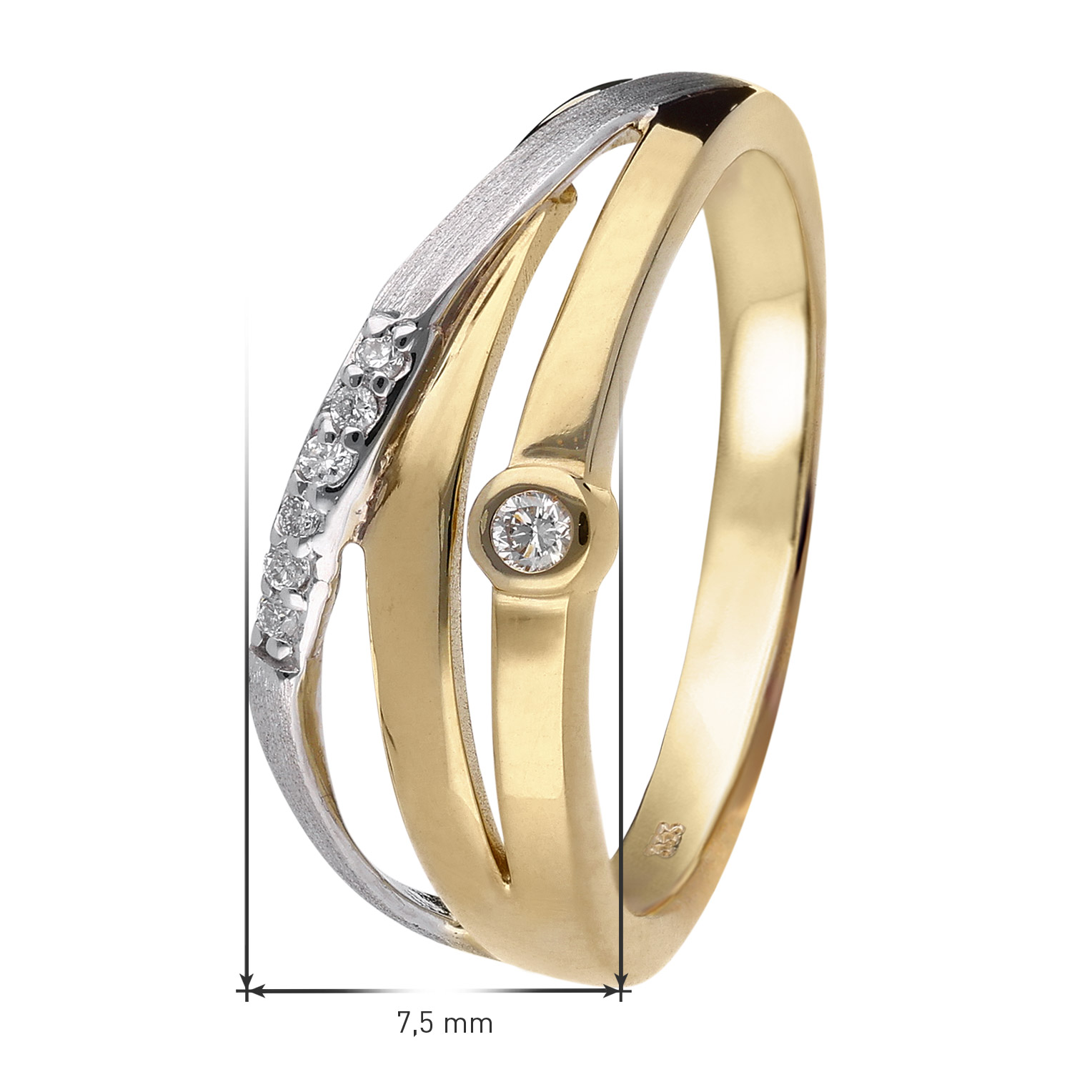 trendor Ladies' Ring with Diamonds Gold 333/8K Two-Tone 15577 • uhrcenter