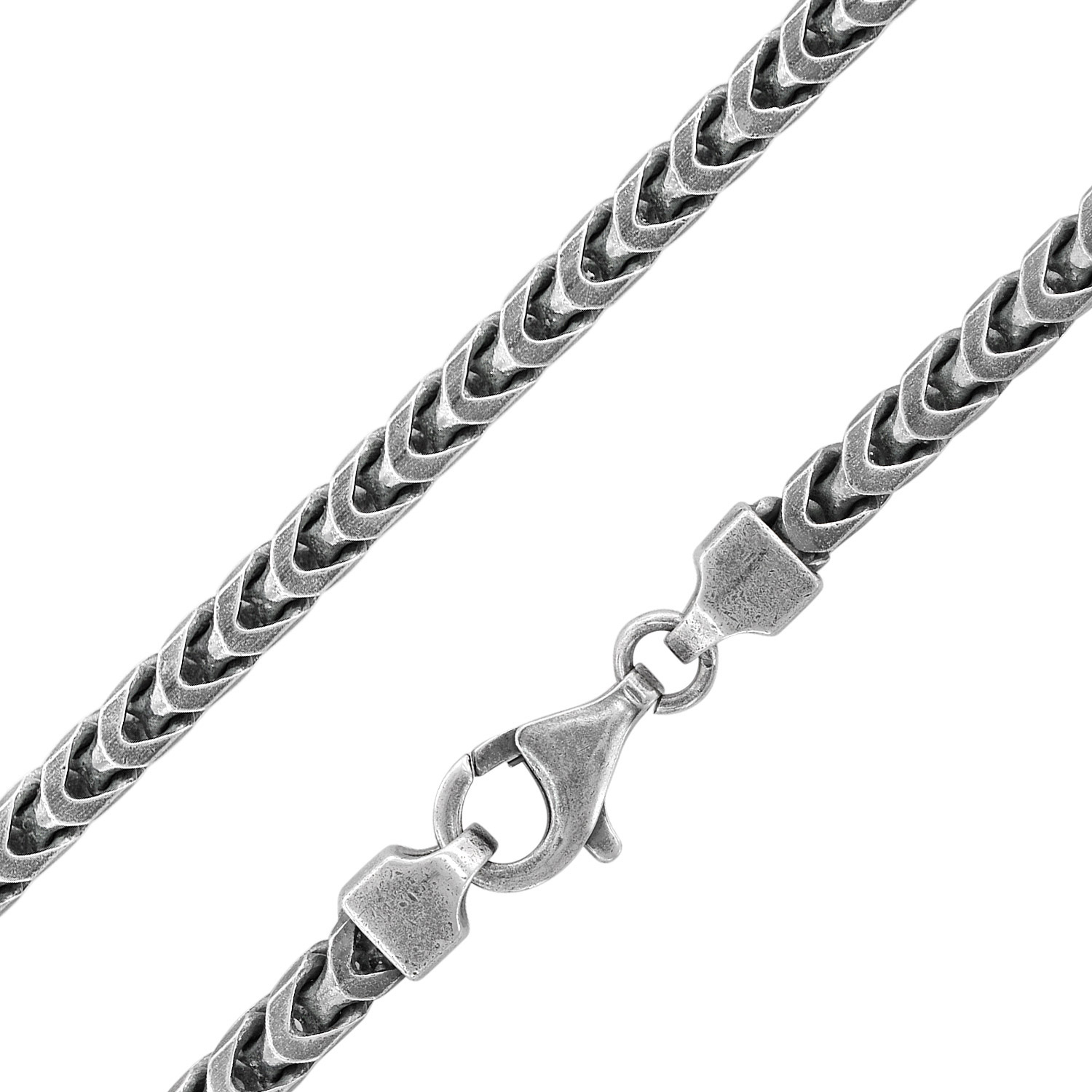 trendor Men's Bracelet Oxidized Silver 925 Foxtail Chain 4.3