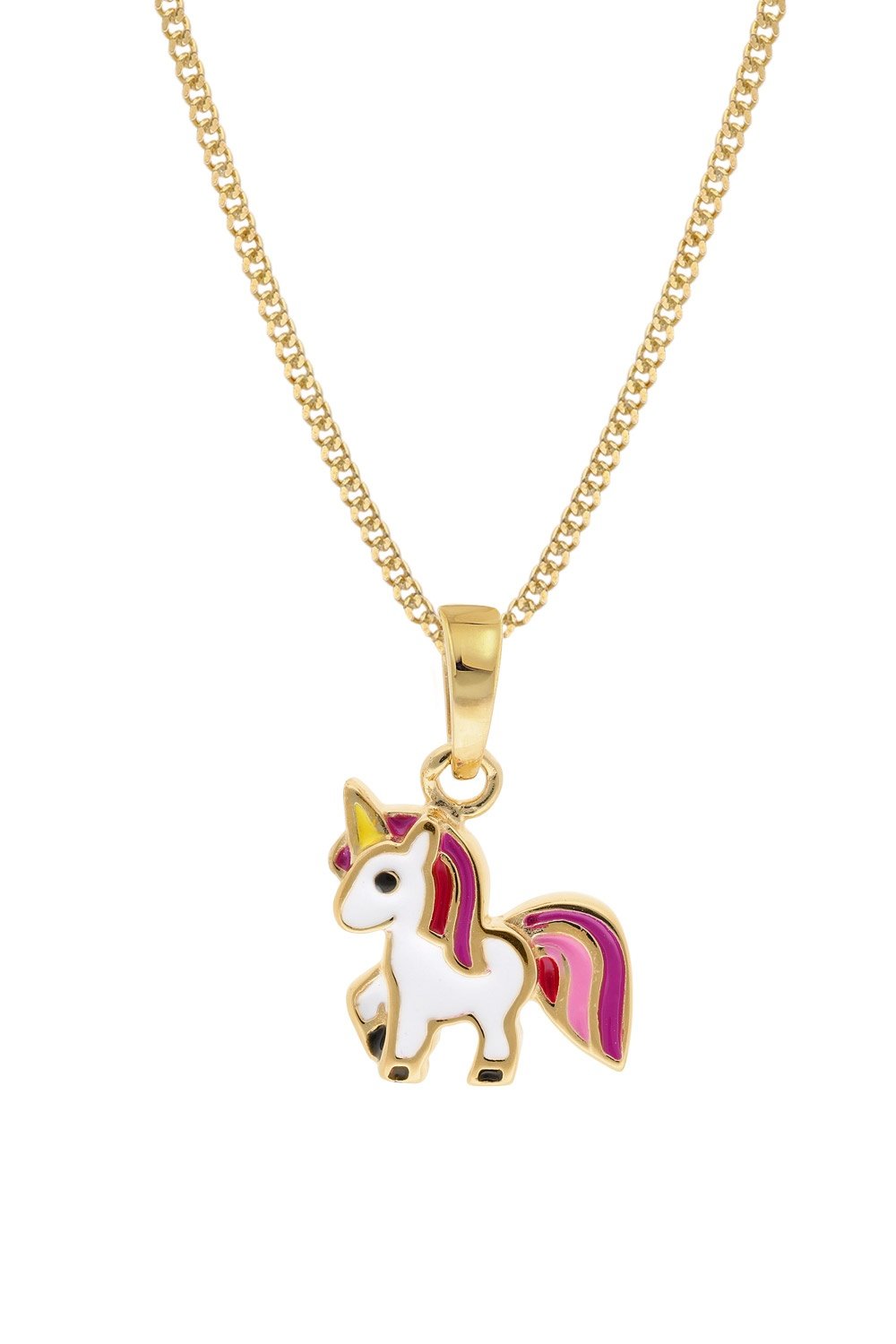 trendor 68433 Kinder-Anhänger Gold 333 Einhorn mit goldplattierter Silberkette