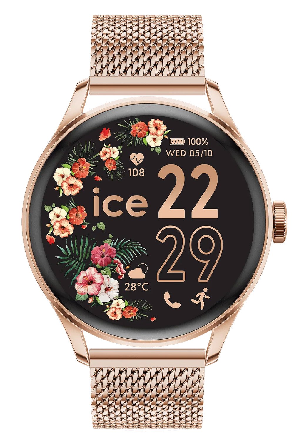 Ice-Watch 023394 Smartwatch ICE Smart 2.0 Rund Roségoldfarben mit Milanaiseband