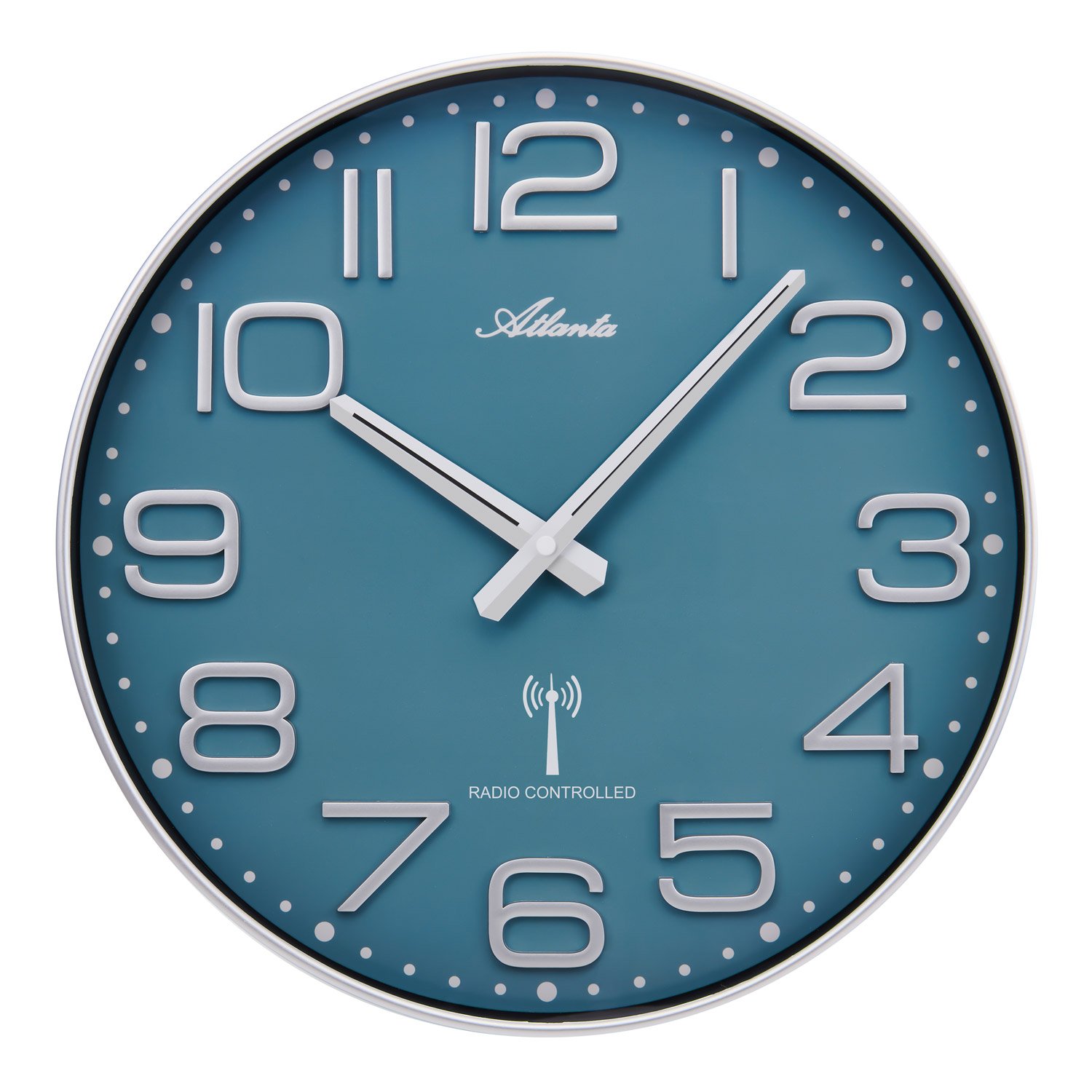 Atlanta 4539/19 Funk-Wanduhr Silberfarben/Blau