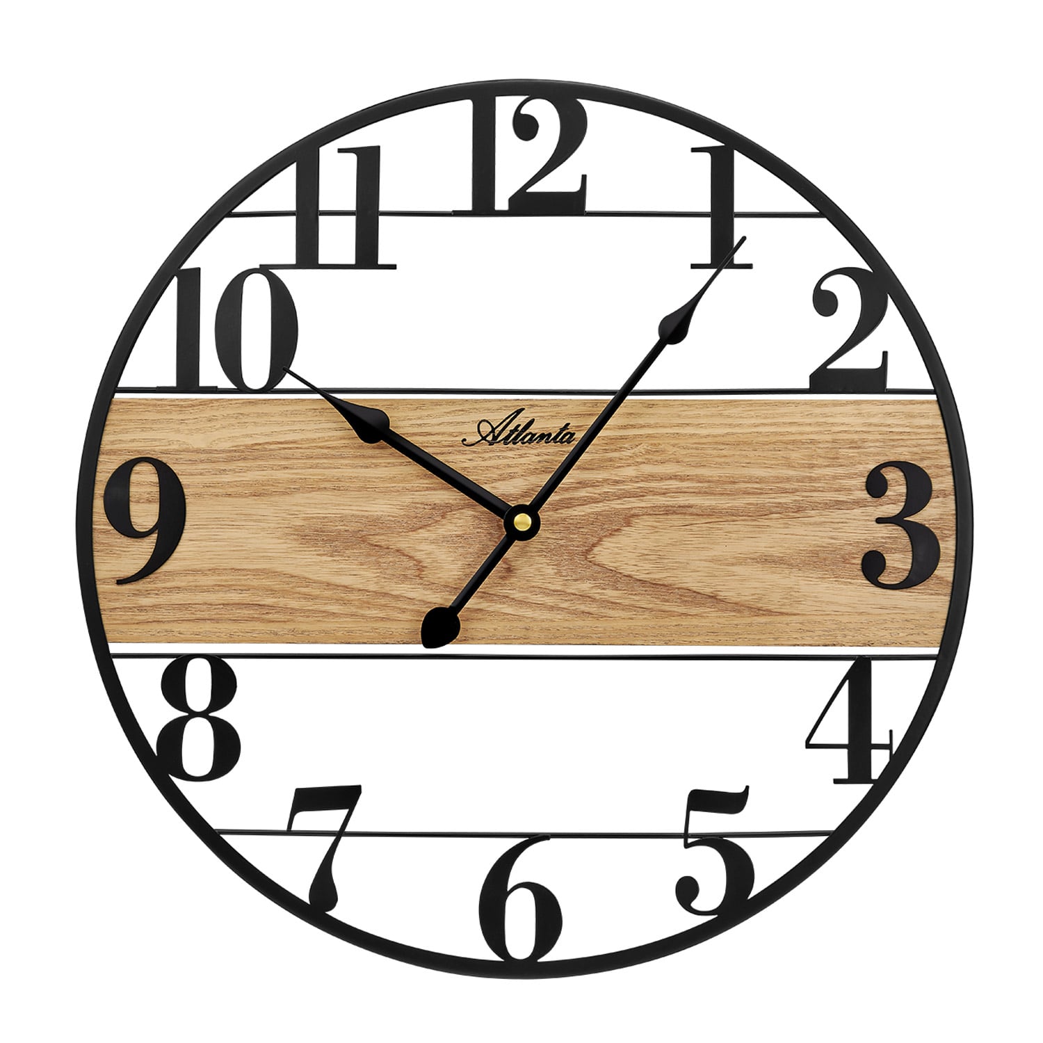 Atlanta 4566 Design-Wanduhr Quarz Metall/Holzoptik
