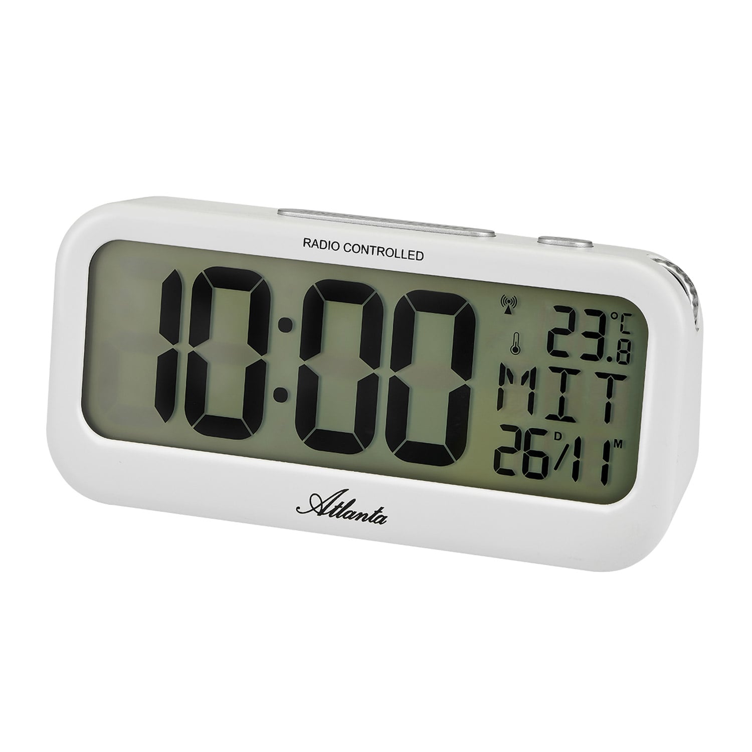 Atlanta 2850/0 Funkwecker Digital Weiß mit 2 Weckzeiten