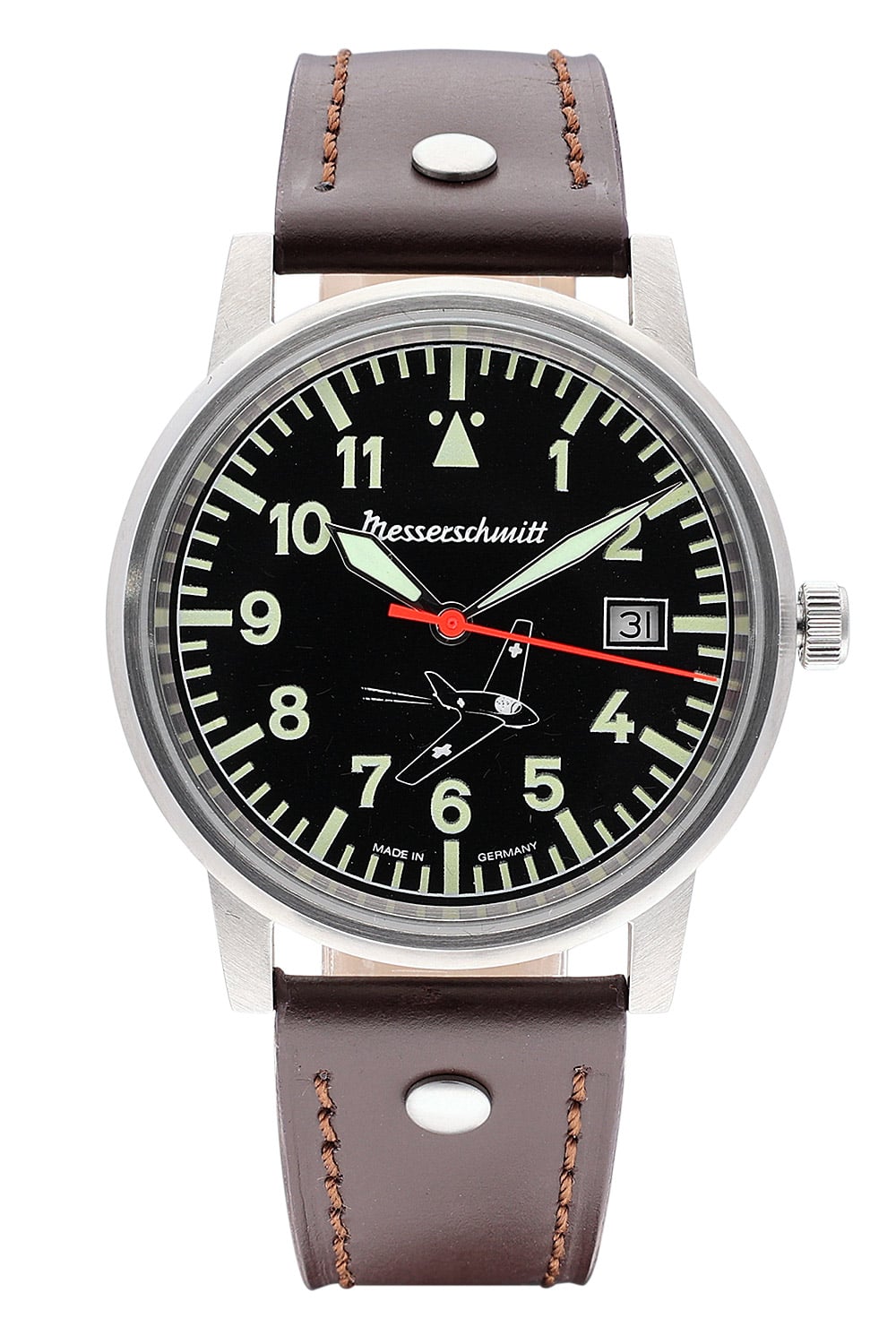 Messerschmitt ME163-80-3 Herrenuhr für Flieger Komet 163 Braun/Schwarz